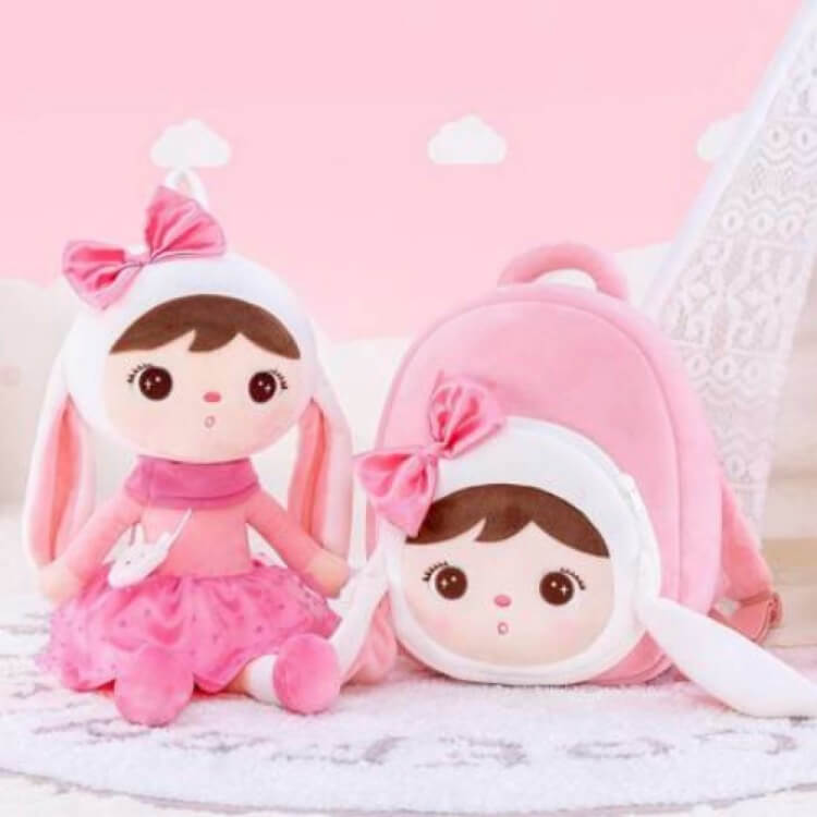 Personalisierter Stoff-Rucksack | Rosa Häschen