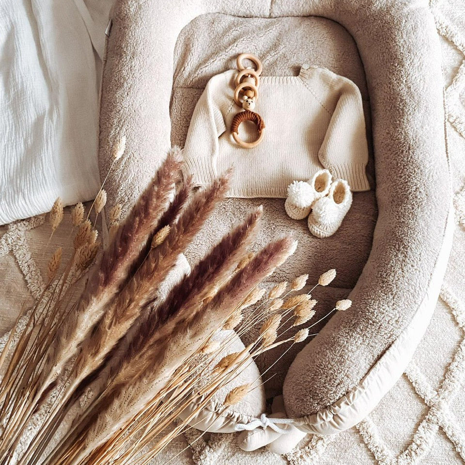 Luxus Babynest FLUFFY TEDDY | Baumwolle & Teddy-Stoff