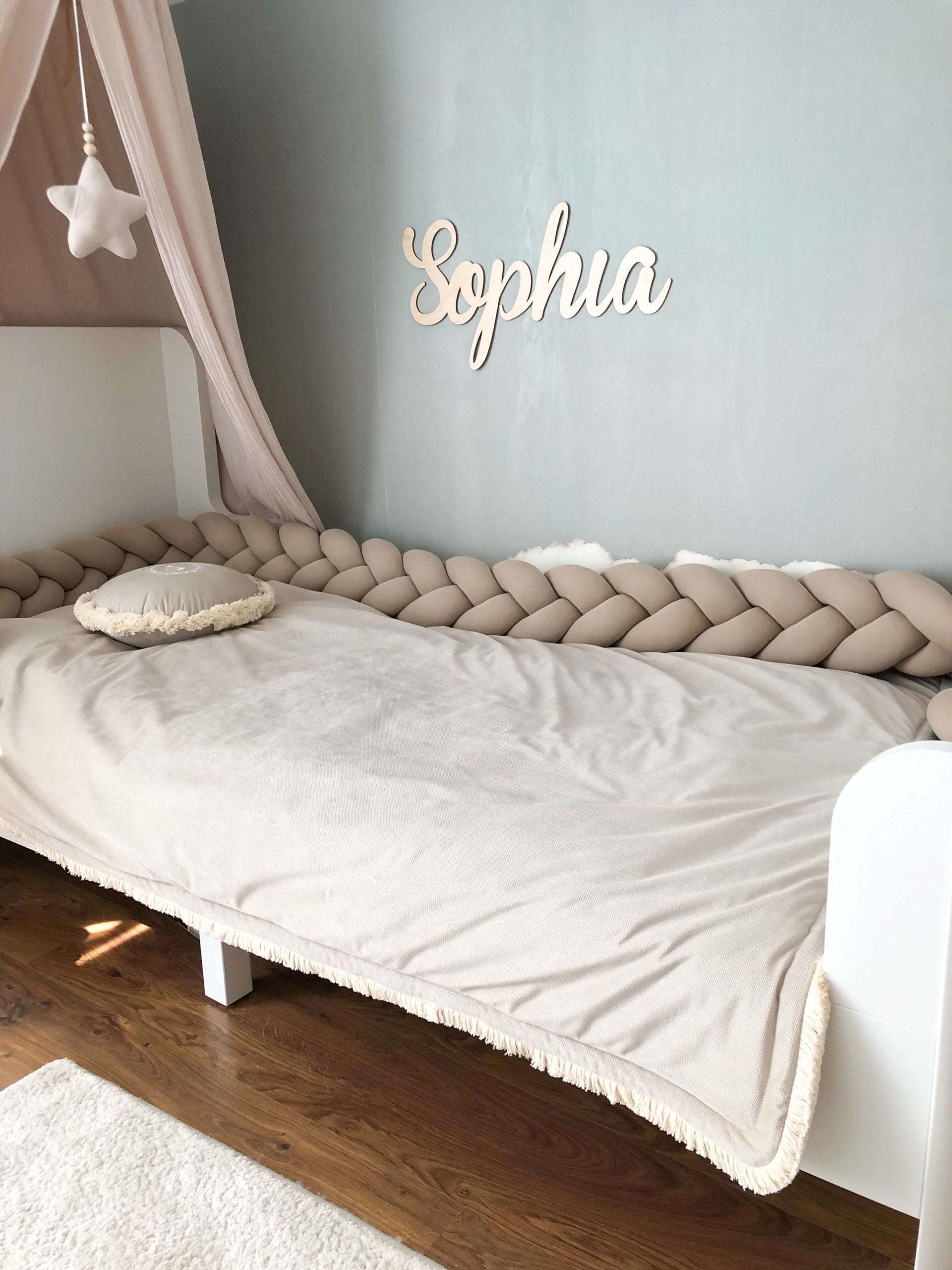 Tagesdecke mit Fransen aus Premium Baumwolle und Samt-Stoff, handmade, babyboom shop for kids