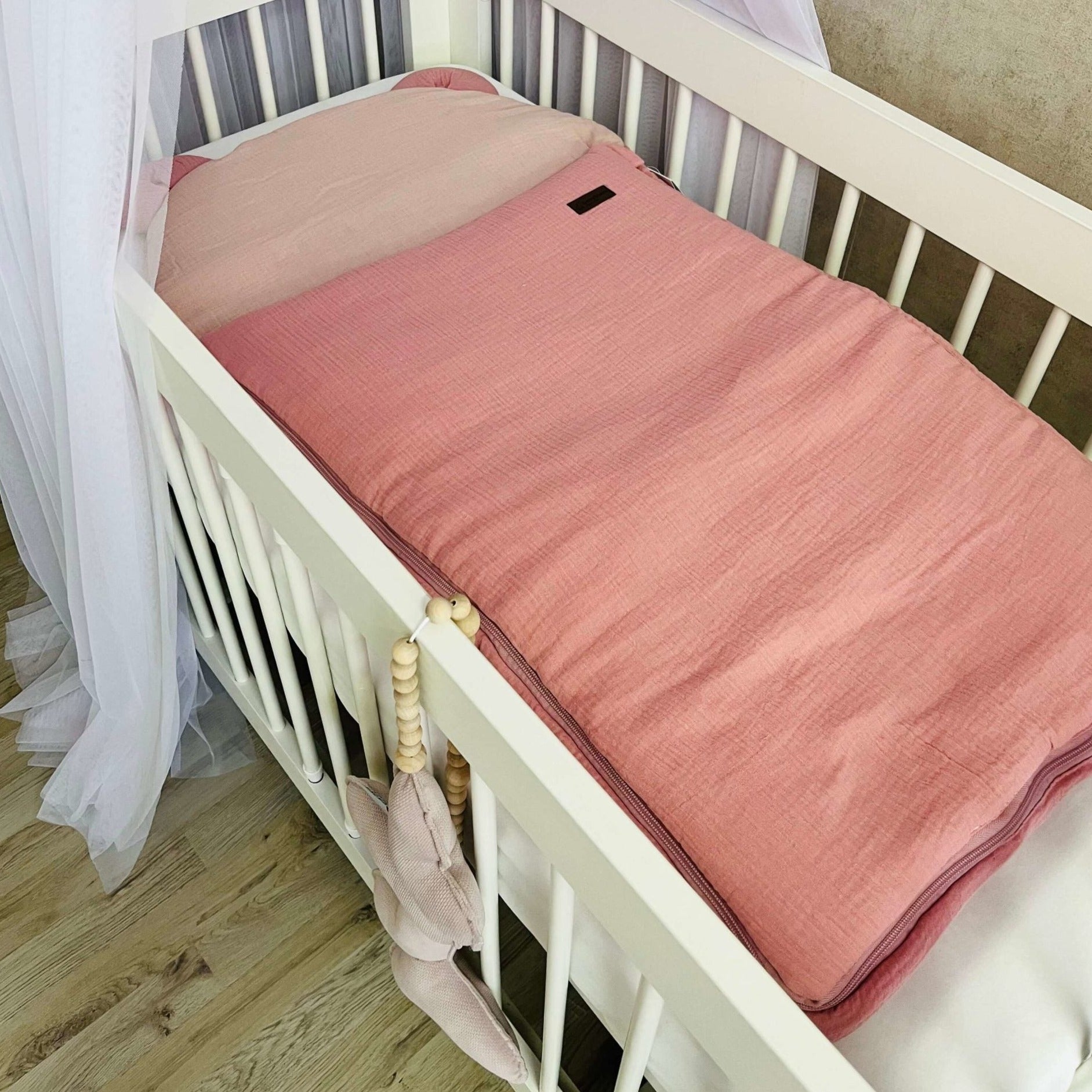 Flacher Schlafsack mit Bärenohren | Musselin-Stoff