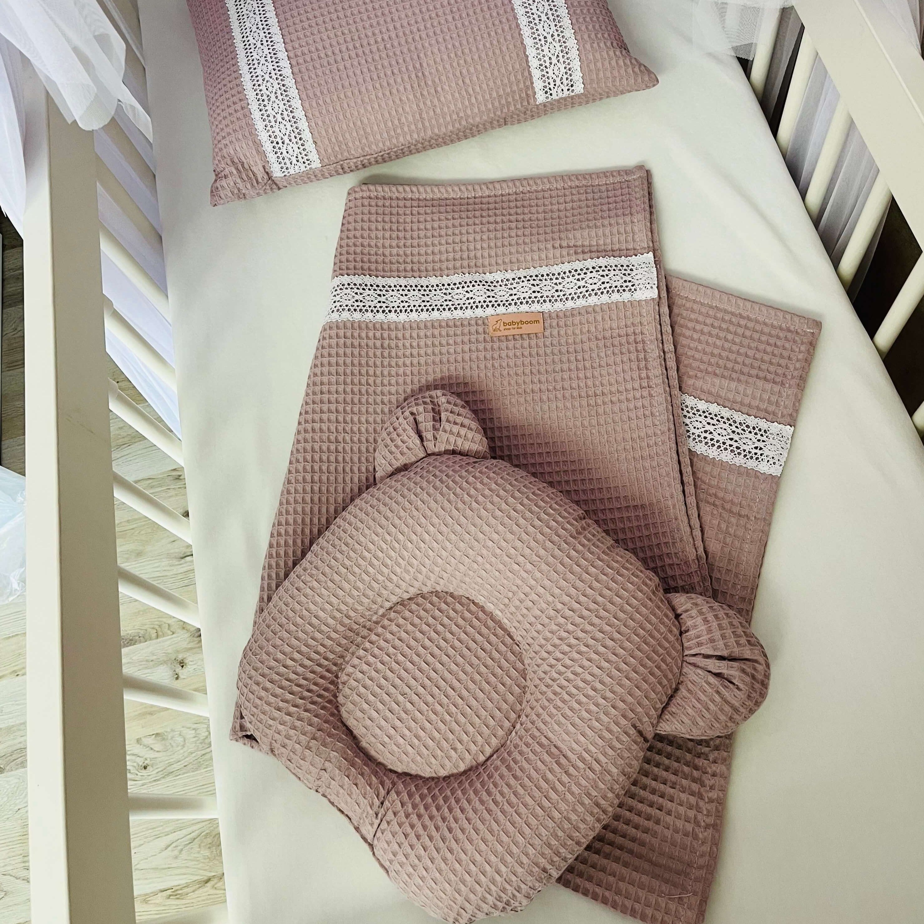 Decke mit Spitze für Babys & Kinder inkl. zwei Kissen | Waffelpique