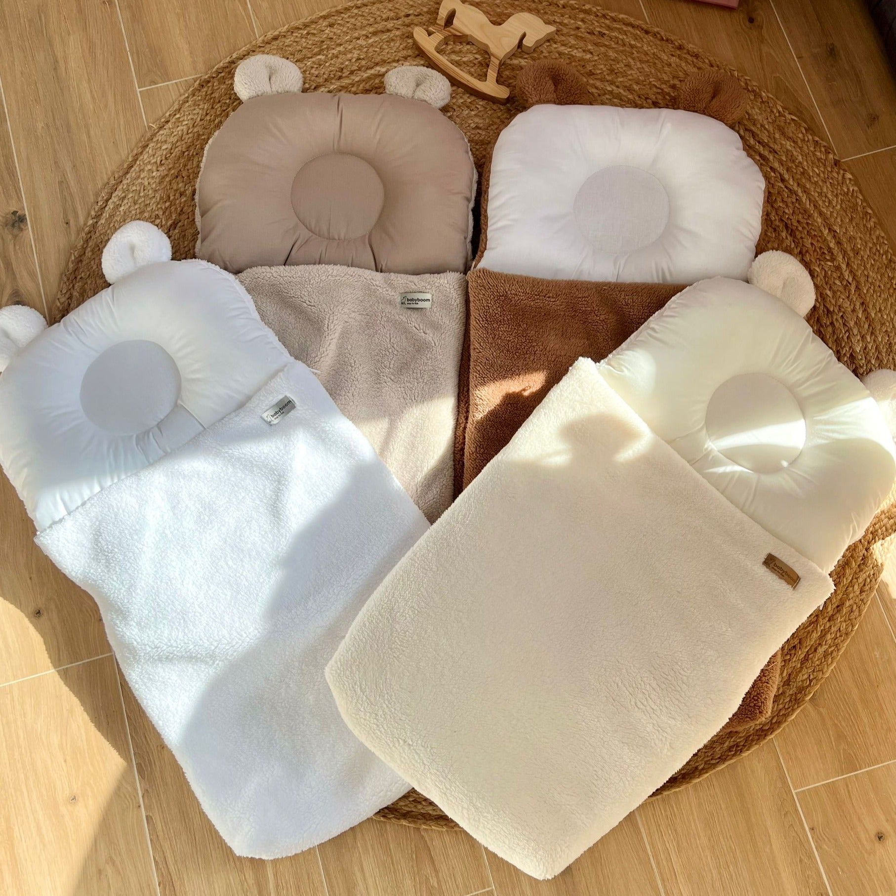 Babyschlafsack mit Bärenohren | Baumwolle & Teddy-Stoff