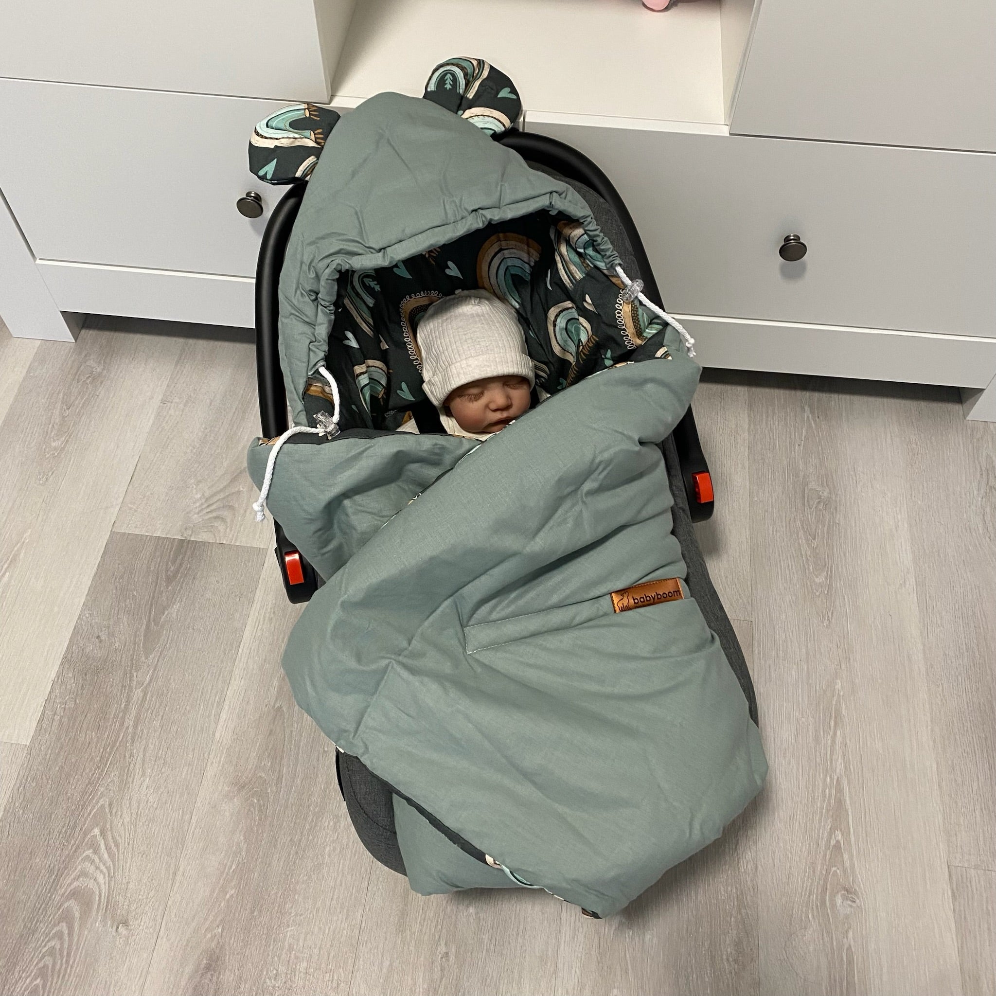 Einschlagdecke für Babyschale mit Klett | Premium Baumwolle