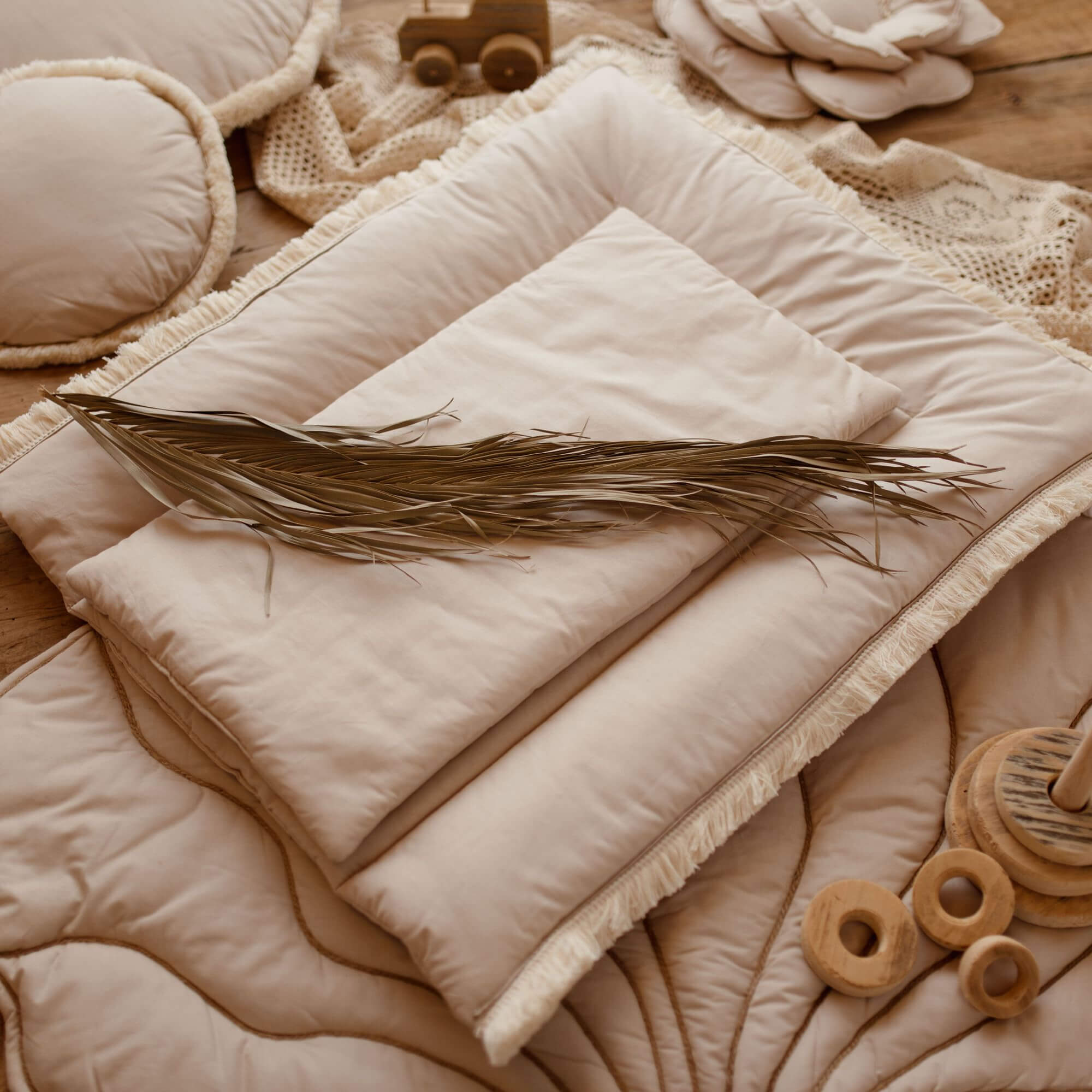 Wickelauflage ETNO mit Fransen | Baumwolle