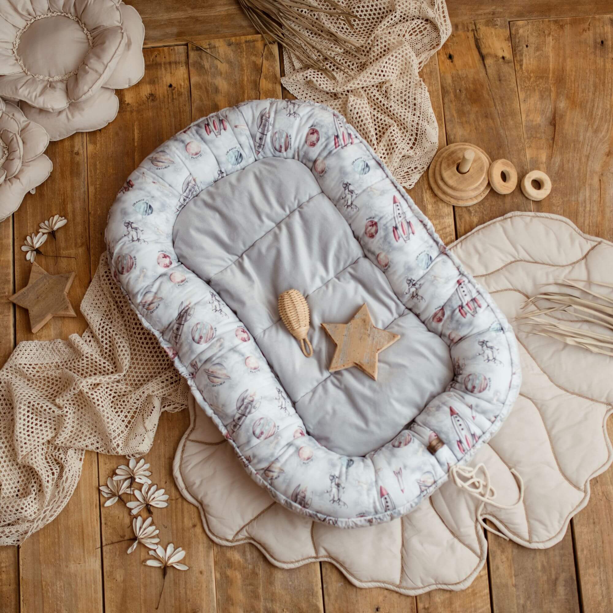Premium Babynest | Premium Baumwolle & Samt
