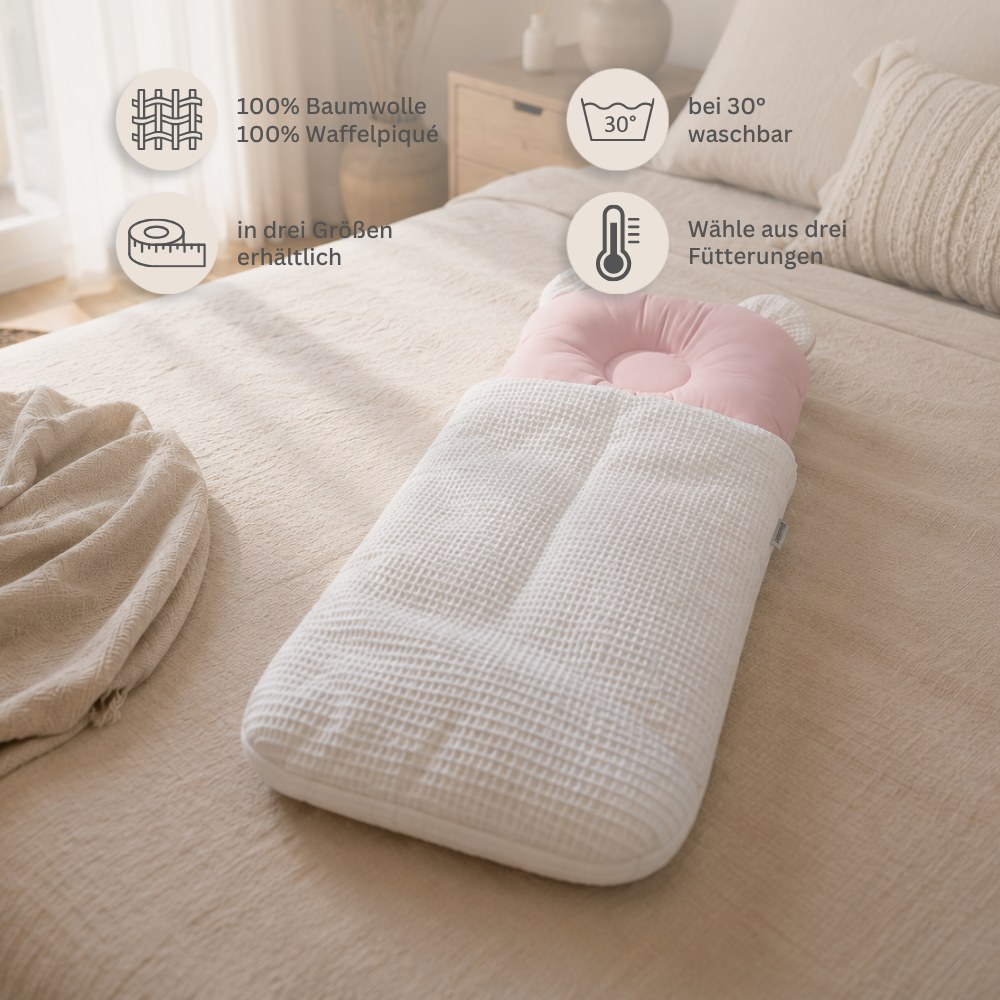 Babyschlafsack mit Bärenohren | Baumwolle & Waffelpique