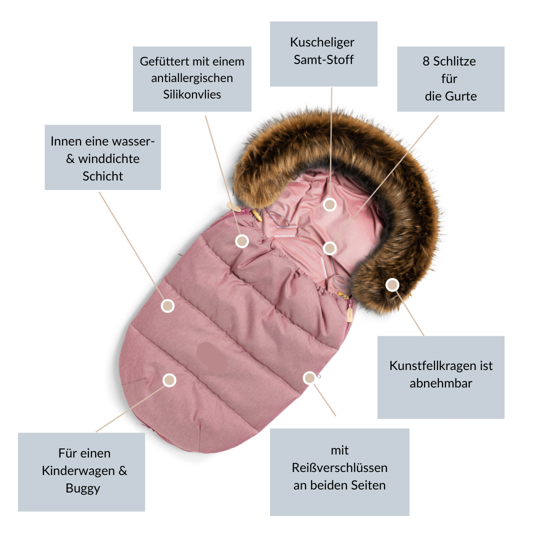 Winterfußsack ESKIMO für Baby & Kleinkind | Wasser- & Winddicht | einfarbig