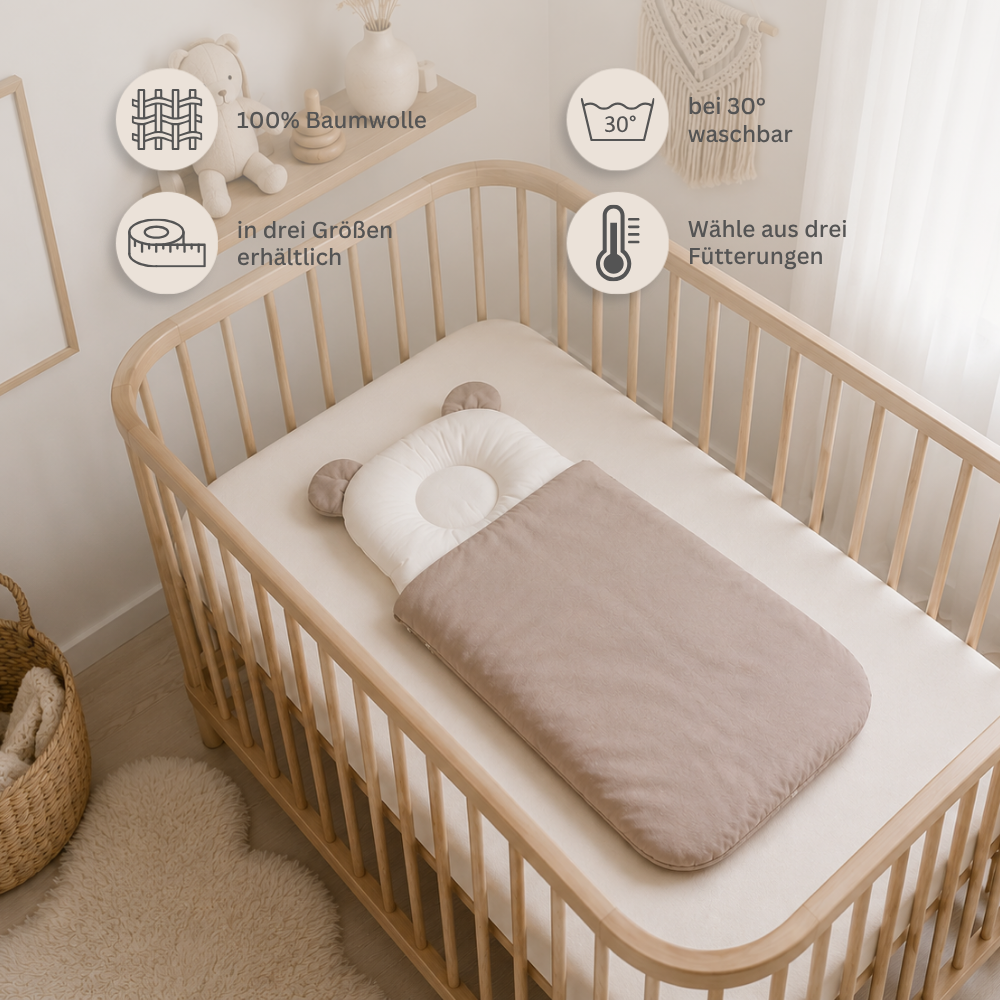 Babyschlafsack mit Bärenohren | Baumwolle