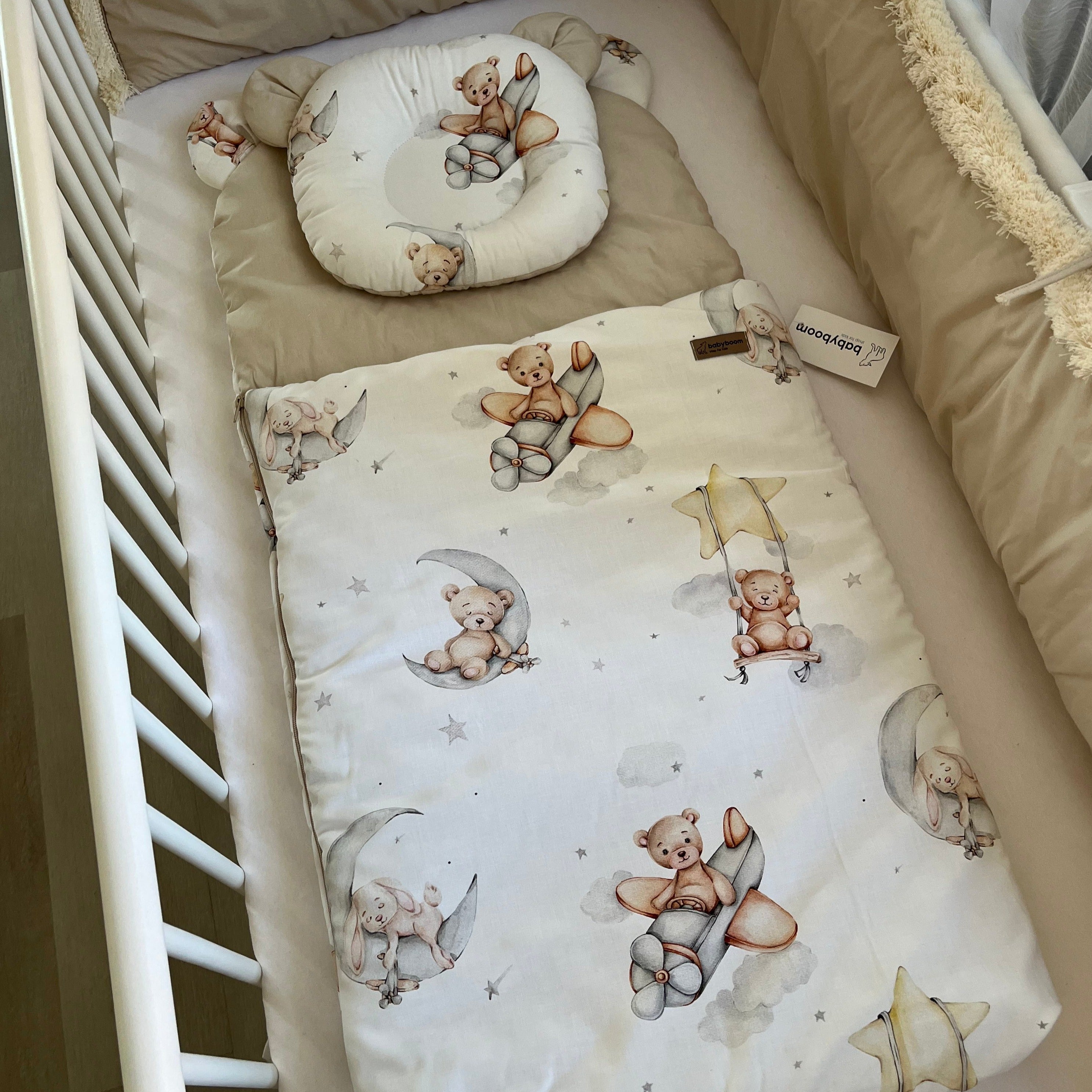 Flacher Schlafsack mit Bärenohren | Premium Baumwolle