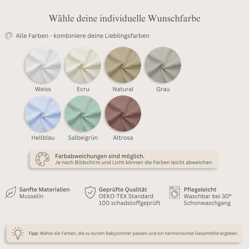 Babyschlafsack mit Bärenohren | Musselin