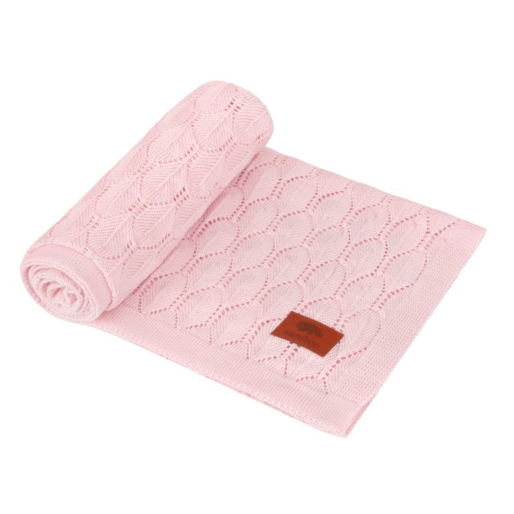 Strickdecke Blattmuster | Rosé