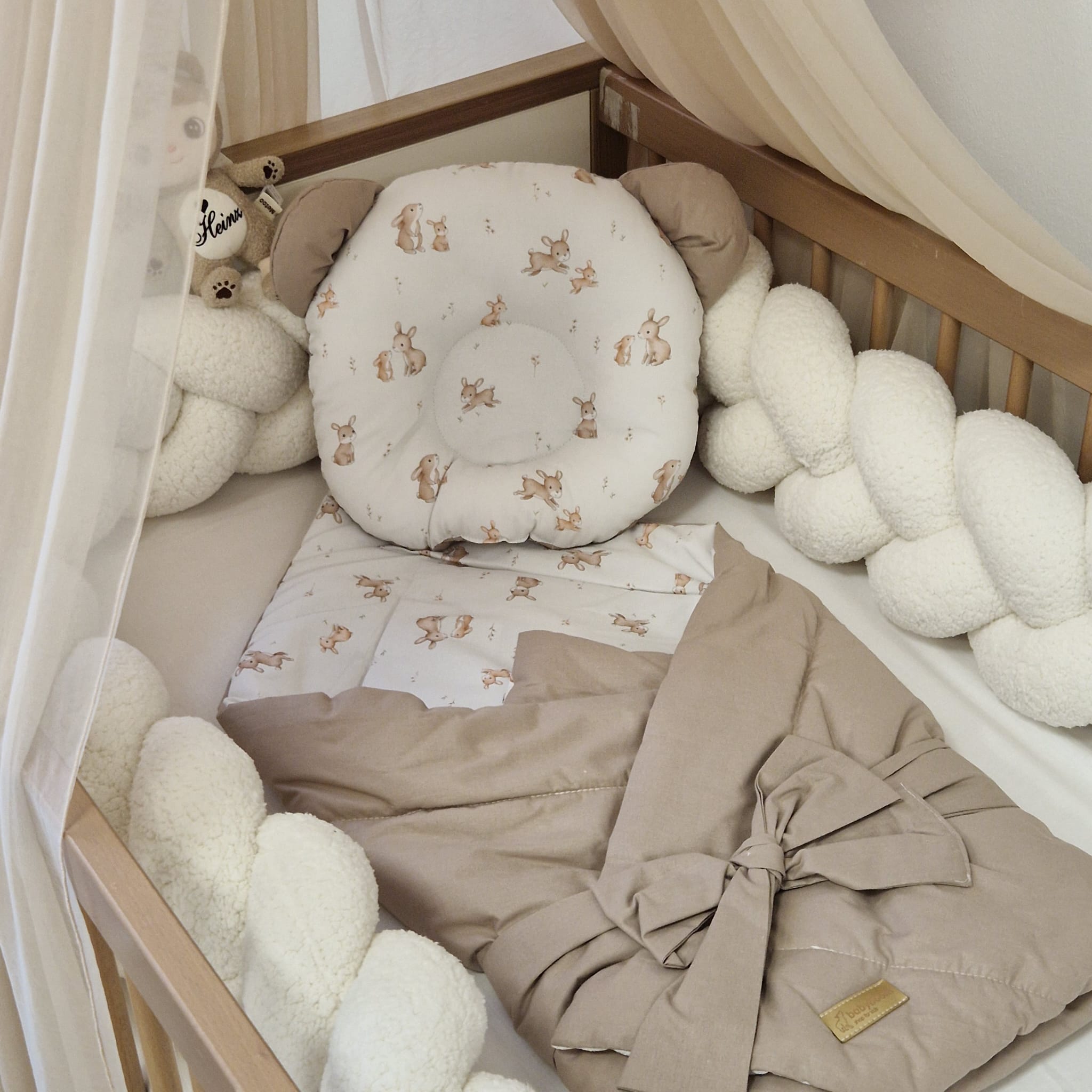 Babyhörnchen inkl. Kissen | Premium Baumwolle | 2,5 TOG | Frühlingshäschen | Einzelstück