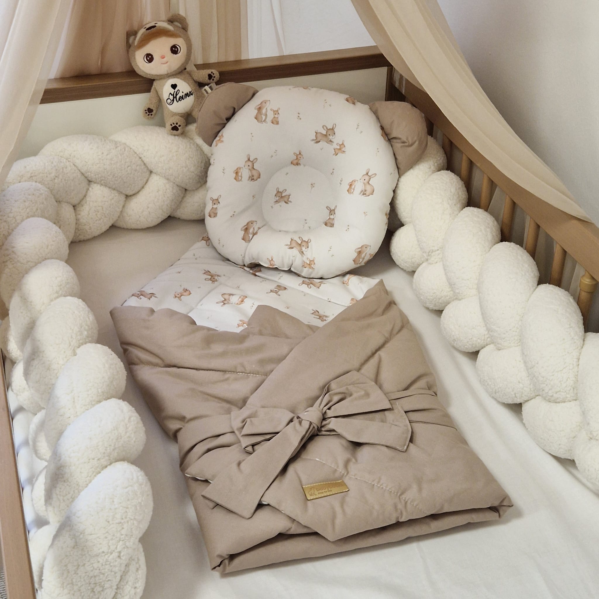 Babyhörnchen inkl. Kissen | Premium Baumwolle | 2,5 TOG | Frühlingshäschen | Einzelstück