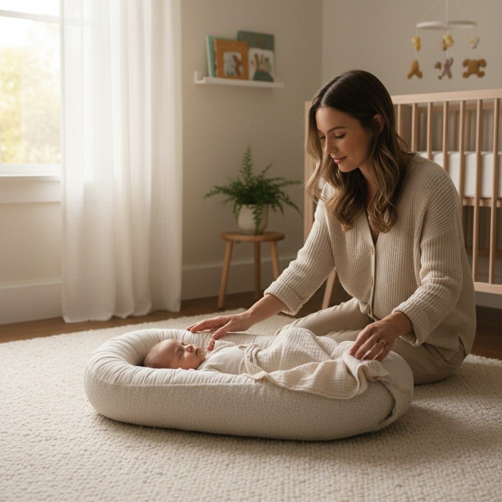 Babynestchen aus Baumwolle & Bouclé | Sand