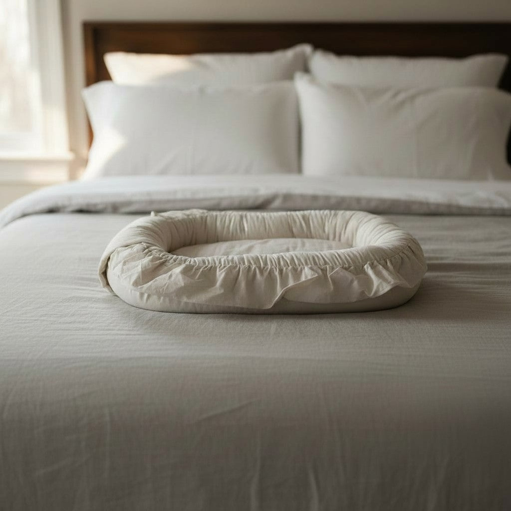 Babynestchen mit Rüschen aus Baumwolle | Natural