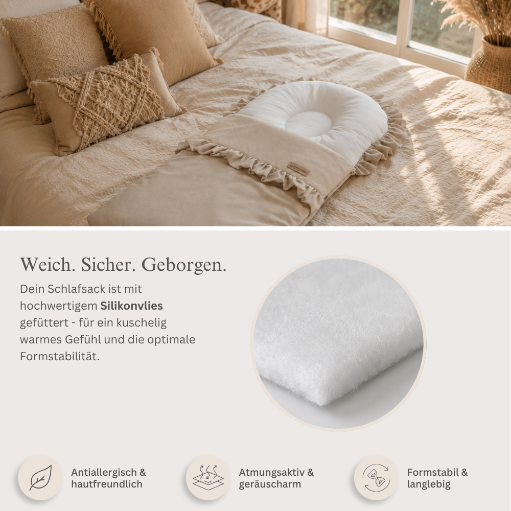 Babyschlafsack mit Rüschen | Baumwolle & Samt