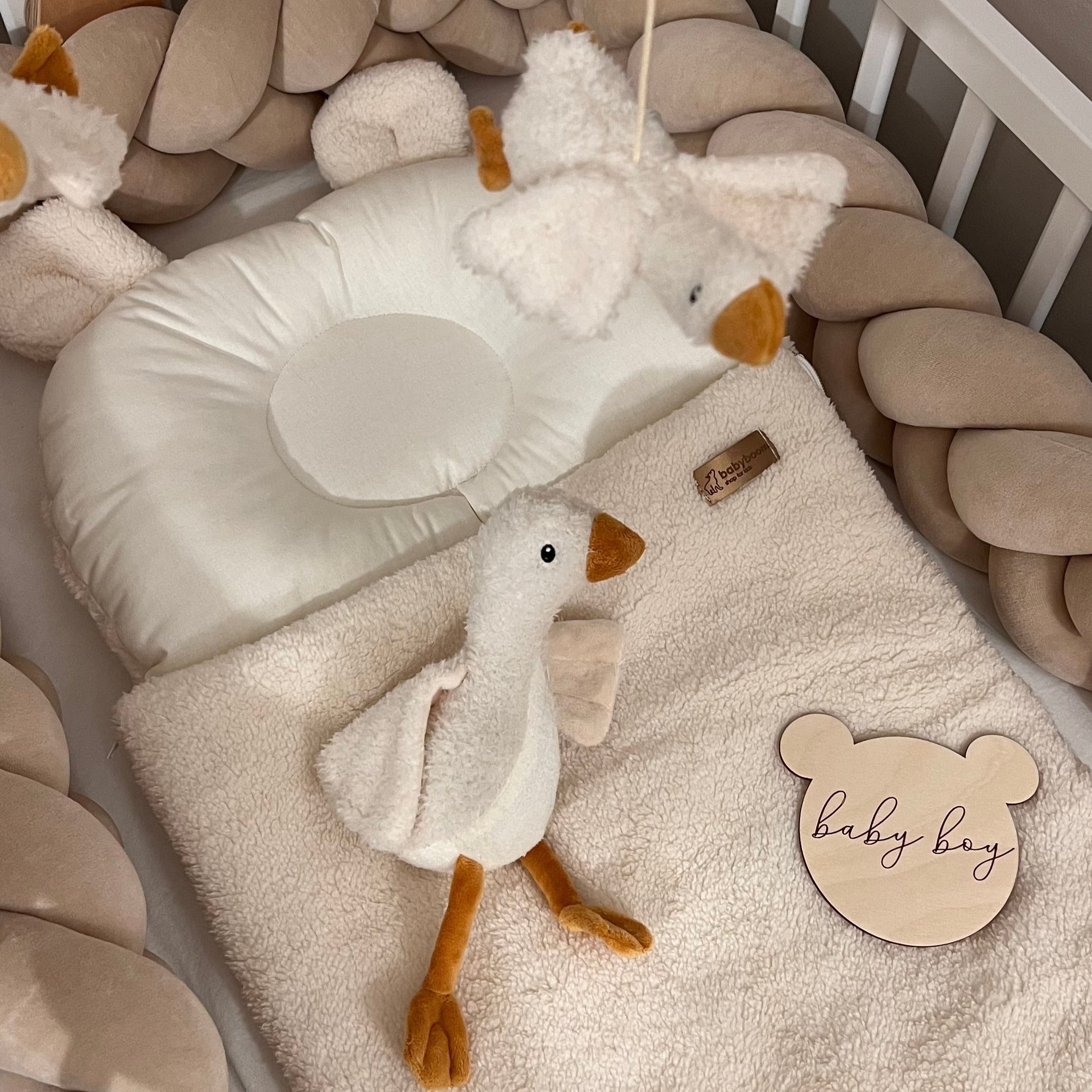 Babyschlafsack aus Baumwolle und  Fluffy Teddy Ecru