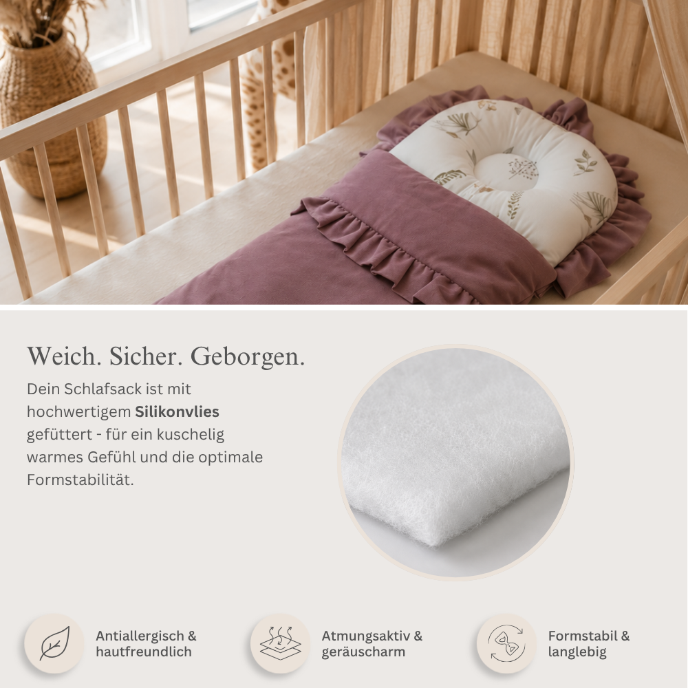 Babyschlafsack mit Rüschen | Premium Baumwolle & Samt