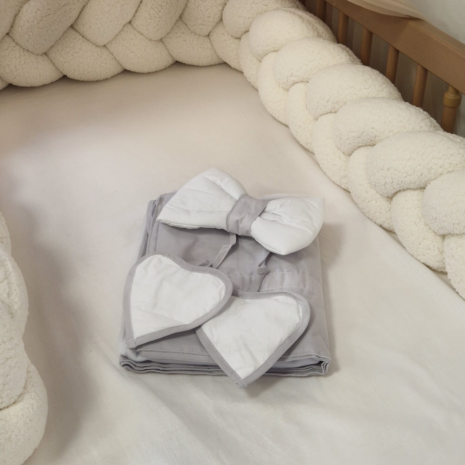 Betthimmel aus Baumwolle/Chiffon | Hellgrau