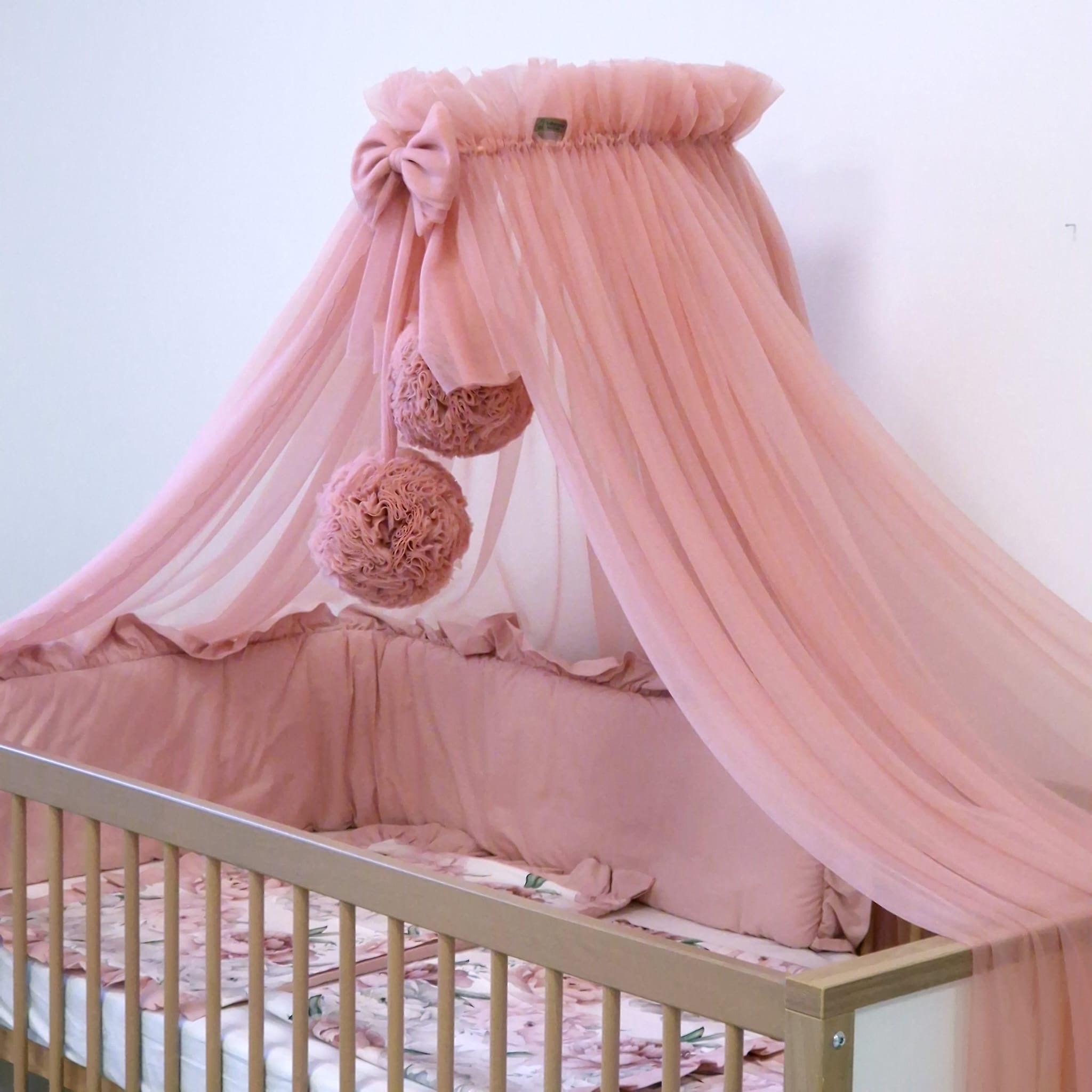 Luxus Betthimmel inkl. 2 XL-Bommel | Tüll