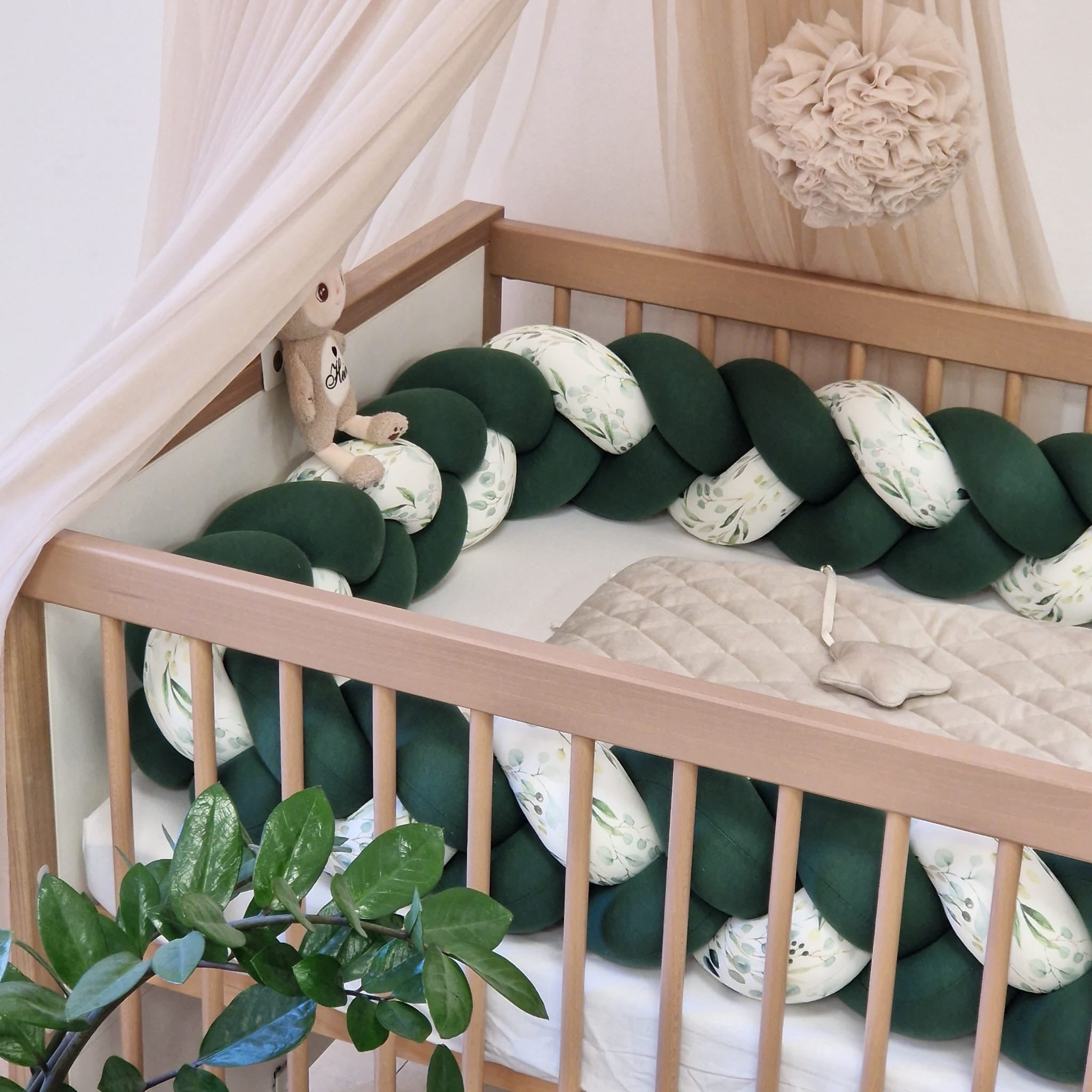 Bettschlange MIDI | Jersey | Flaschengrün | Flaschengrün | Eukalyptus | 400 cm