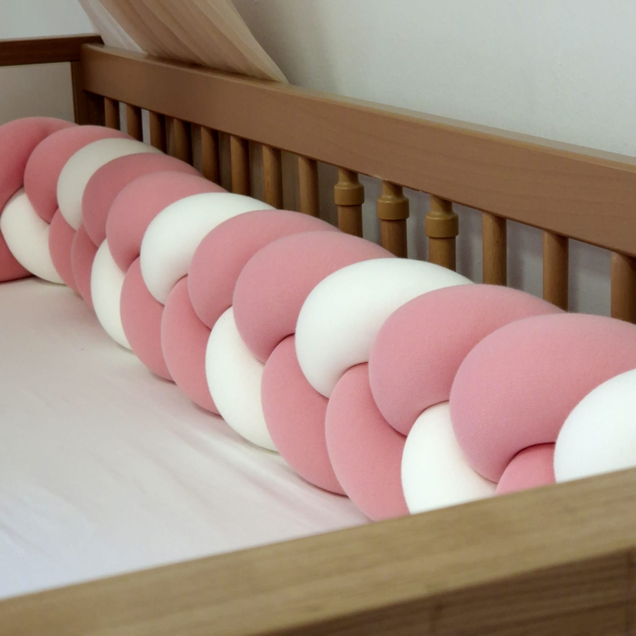 Bettschlange MIDI | Jersey Helle Beere - Sahne - Helle Beere | 280 cm