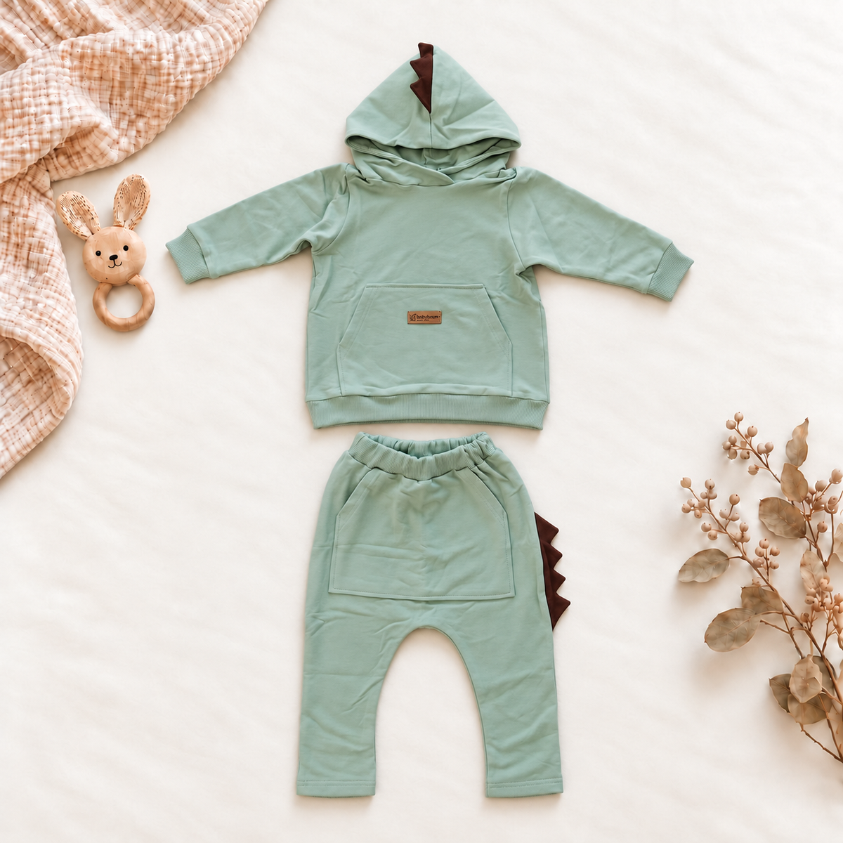 Jogging-Set Dino | Premium-Sweatstoff Mint