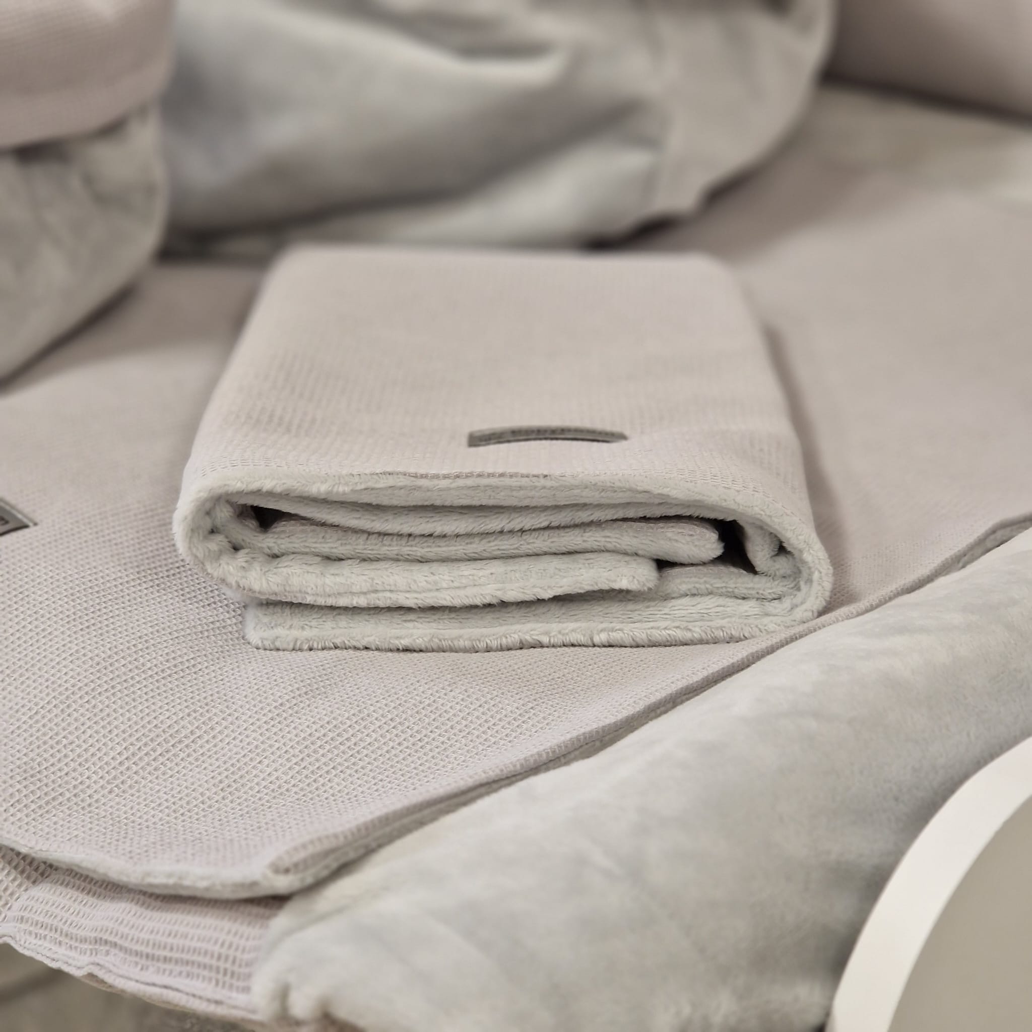 Wickelset DELUXE | Waffelpique Mini & Valboa | Hellgrau | 85 x 75 cm