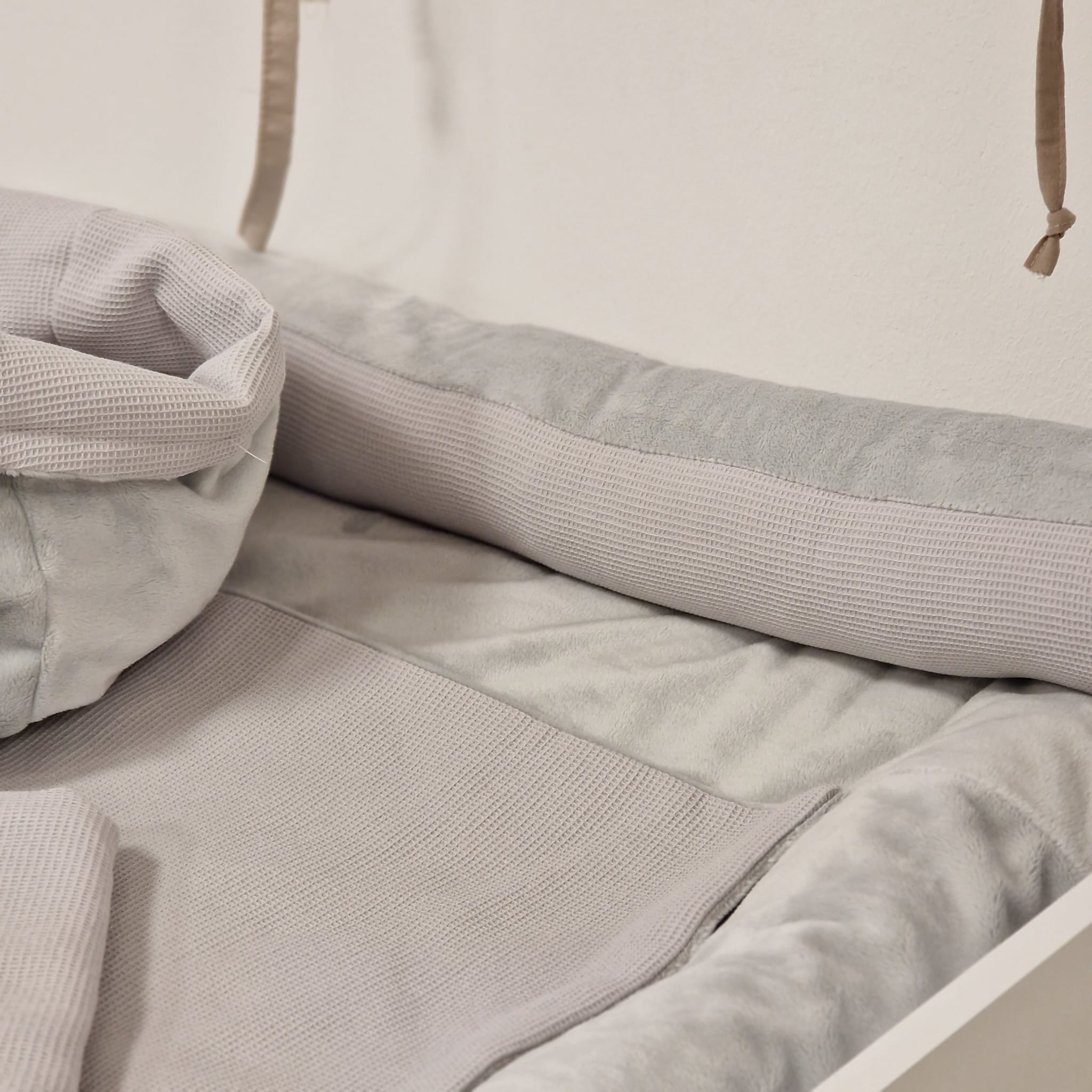Wickelset DELUXE | Waffelpique Mini & Valboa | Hellgrau | 85 x 75 cm