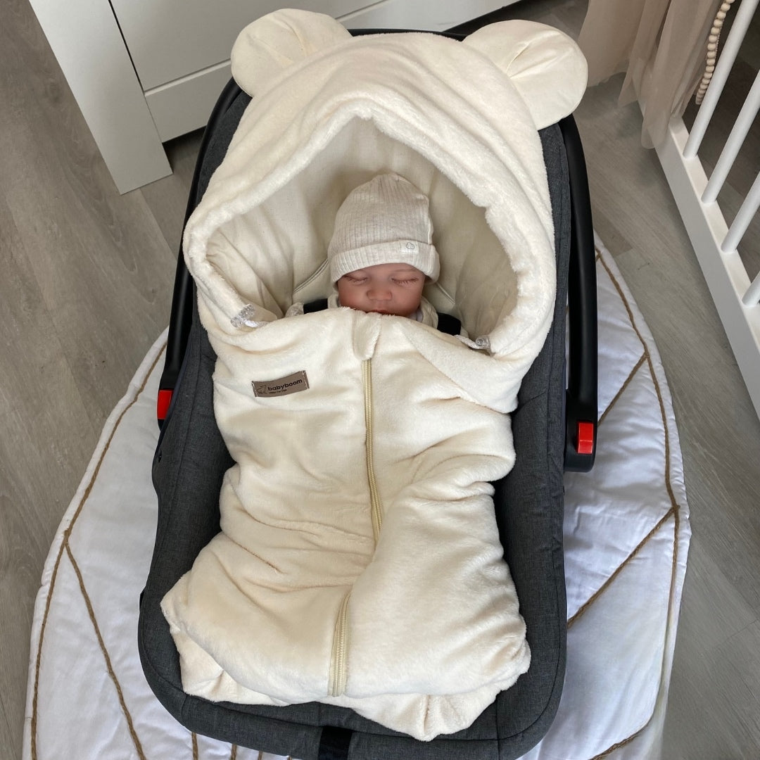 Einschlagdecke für Babyschale mit Reißverschluss | Baumwolle & Velboa