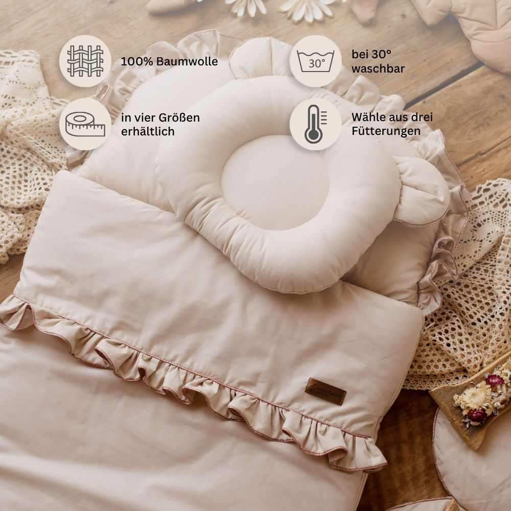 Flacher Schlafsack Shiny mit Rüschen | Baumwolle