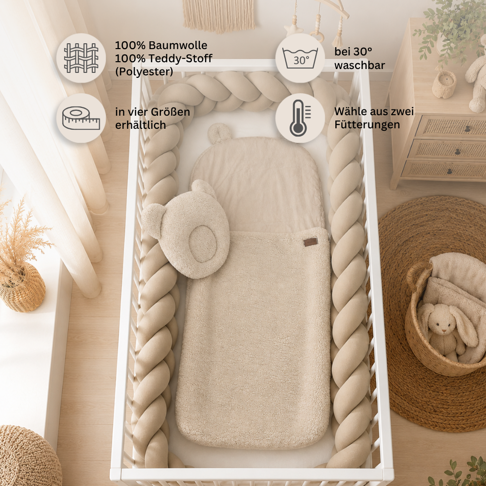 Flacher Schlafsack "Premium-Linie" | Baumwolle & Teddy-Stoff
