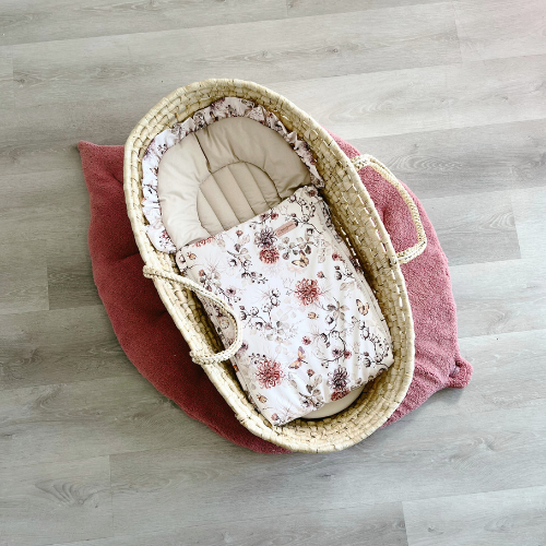 Flacher Babyschlafsack mit Wellenschnitt & Rüschen | Premium Baumwolle | Natural & Retro Butterfly | 75 cm | TOG 2.5