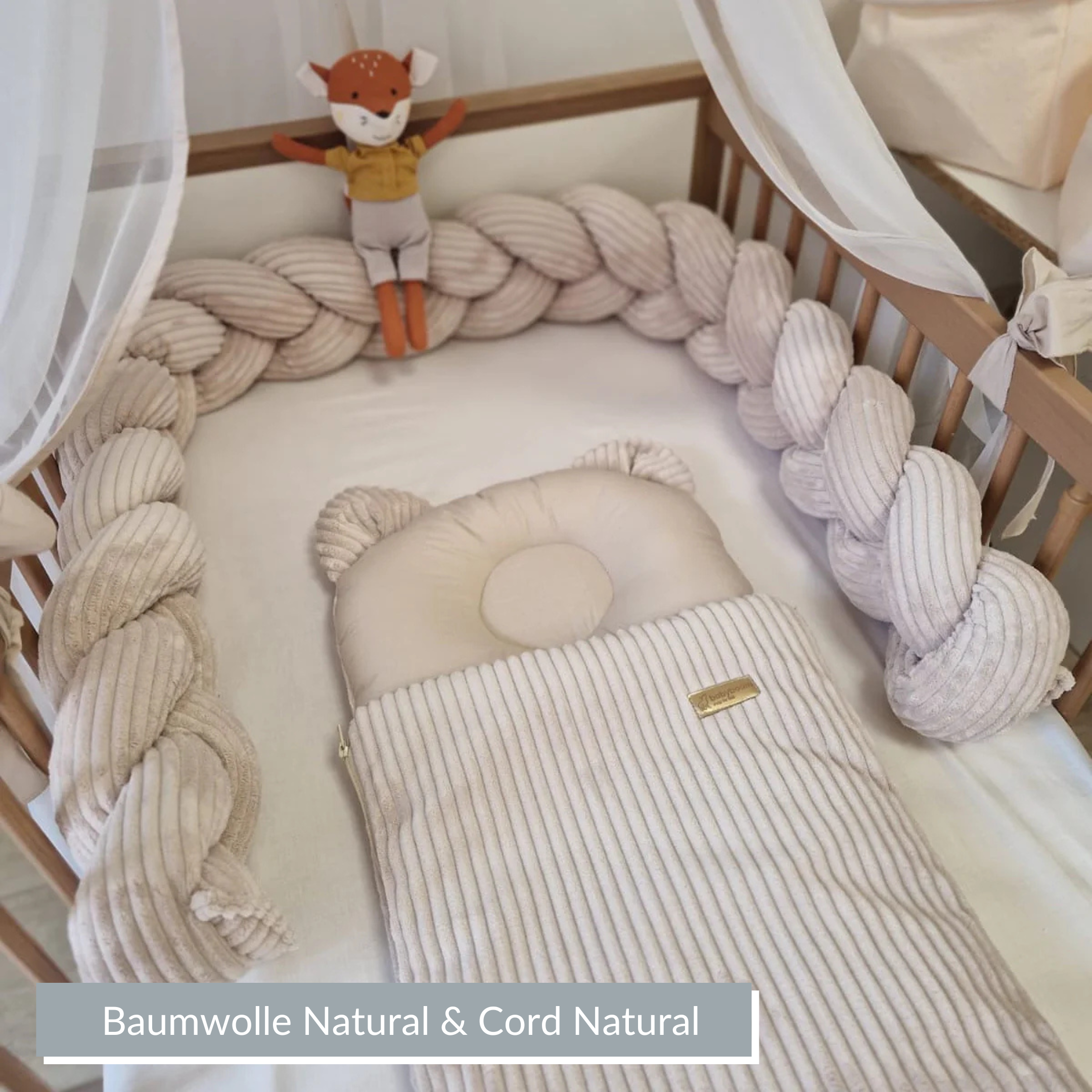 Babyschlafsack mit Bärenohren | Baumwolle & Cord