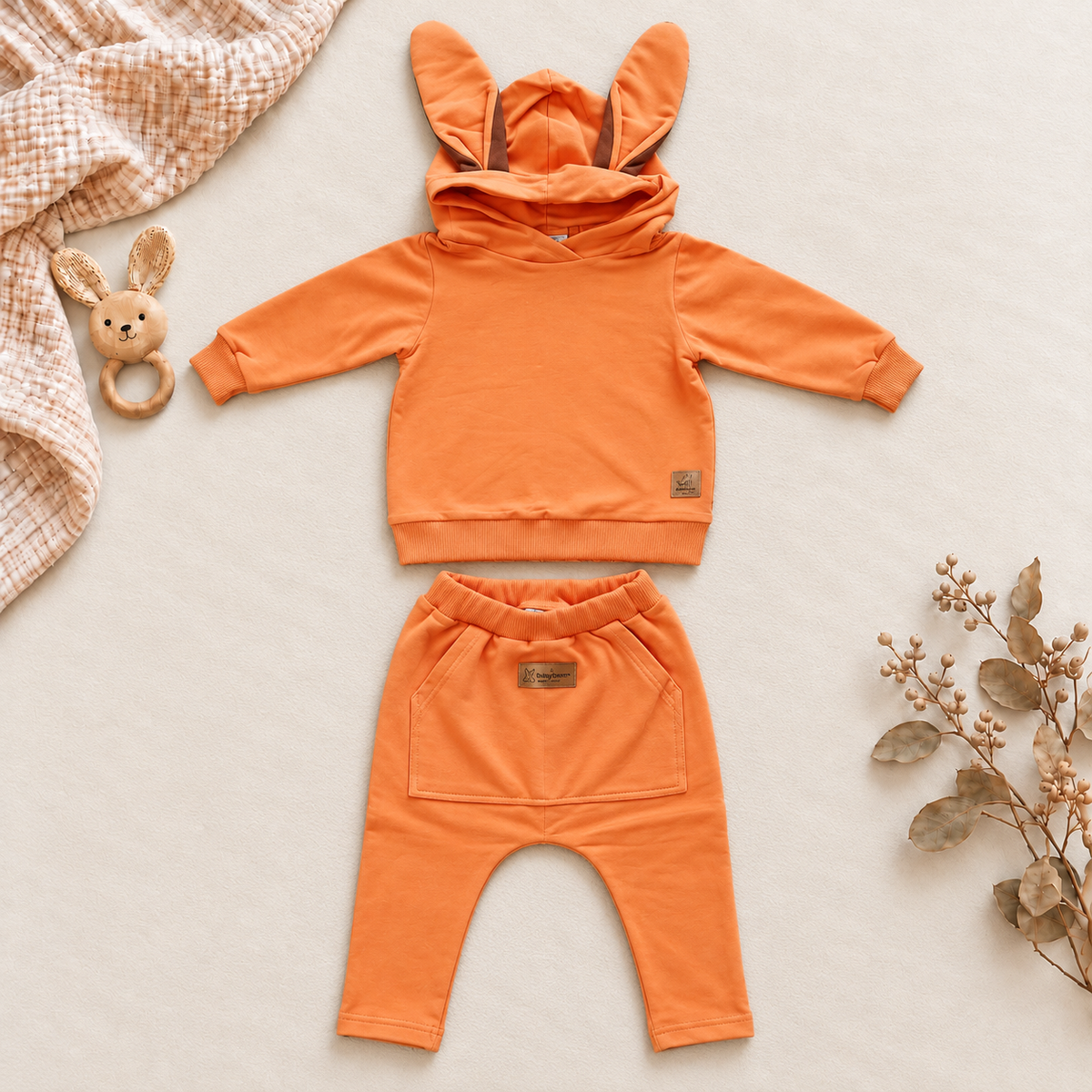 Jogging-Set Häschen | Premium-Sweatstoff Orange