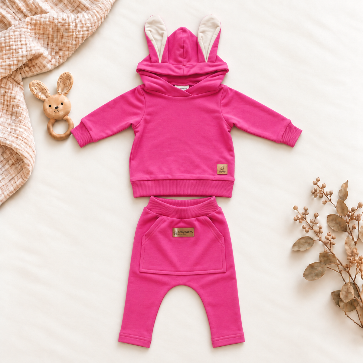 Jogging-Set Häschen | Premium-Sweatstoff Pink