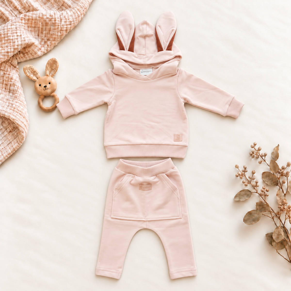 Jogging-Set Häschen | Premium-Sweatstoff Rosa
