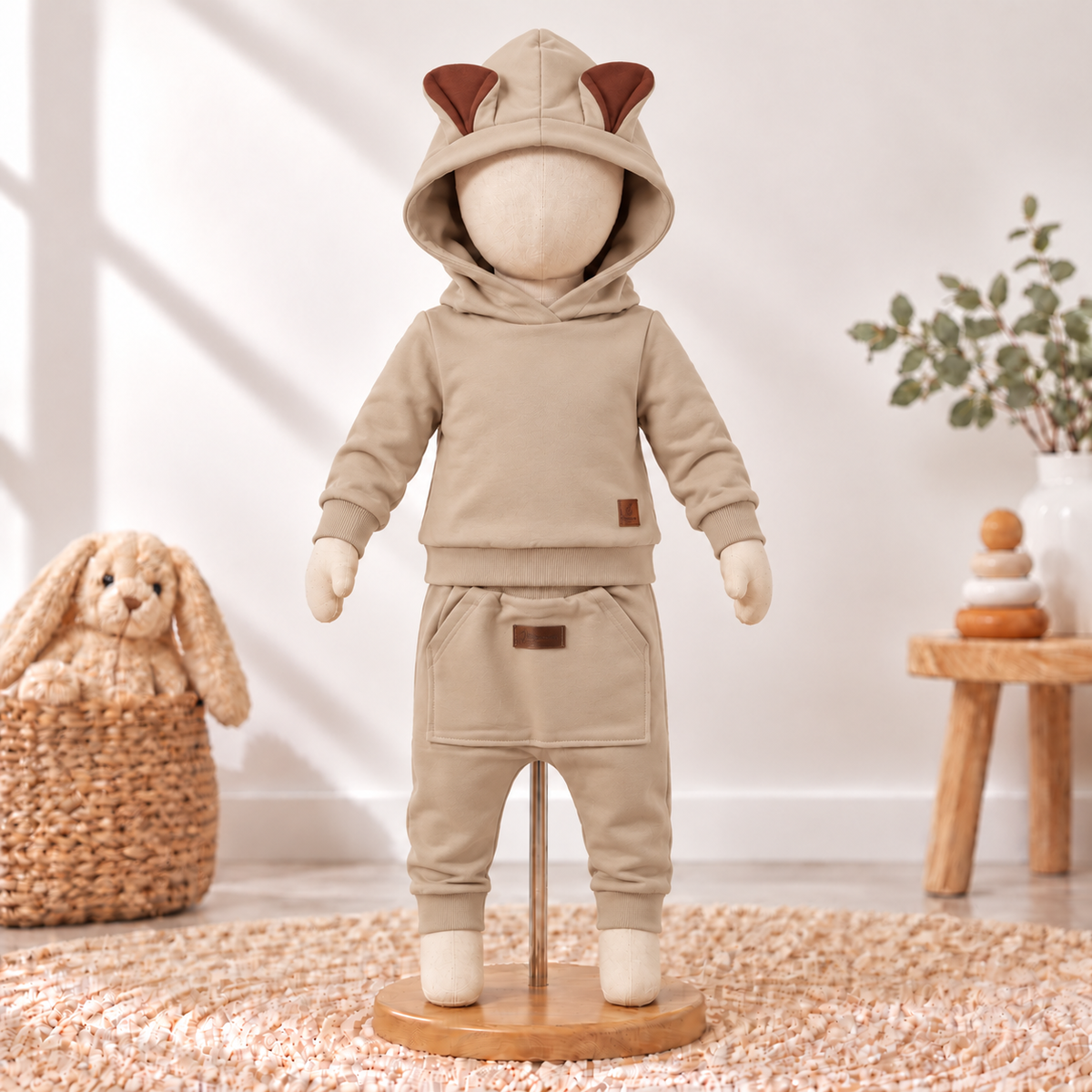 Jogging-Set Teddy | Premium-Sweatstoff Beige