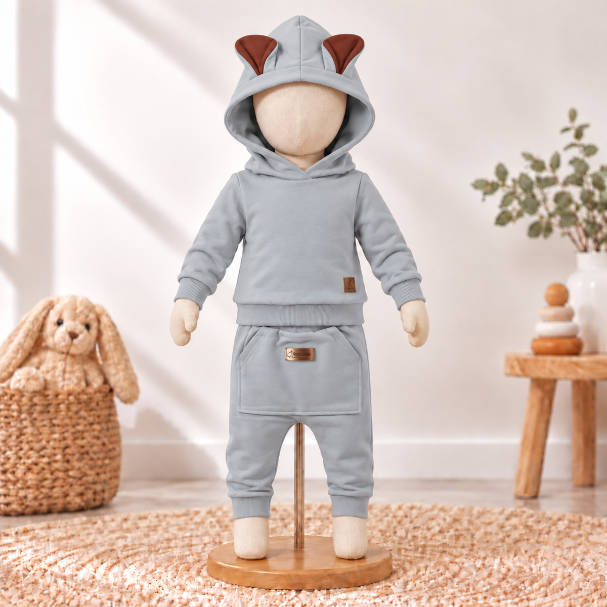 Jogging-Set Teddy | Premium-Sweatstoff Hellgrau