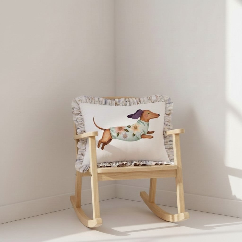 Dekokissen Dackel mit Rüschen