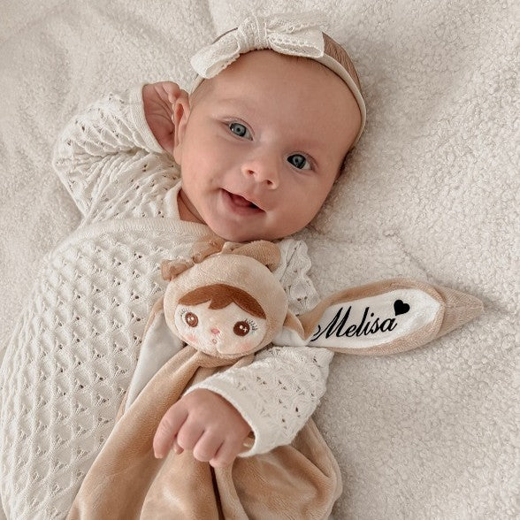 Schmusetuch "Cuddle" | Beige mit Schleife