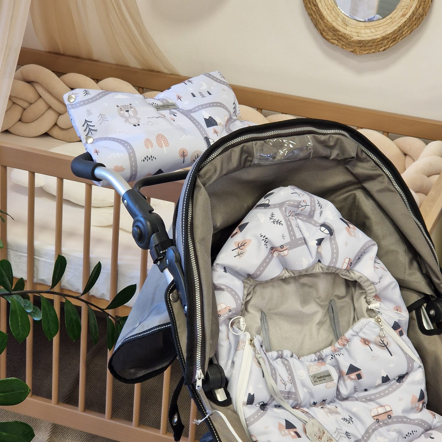 Winterfußsack inkl. Handmuff | Hellgrau & Skandinavia