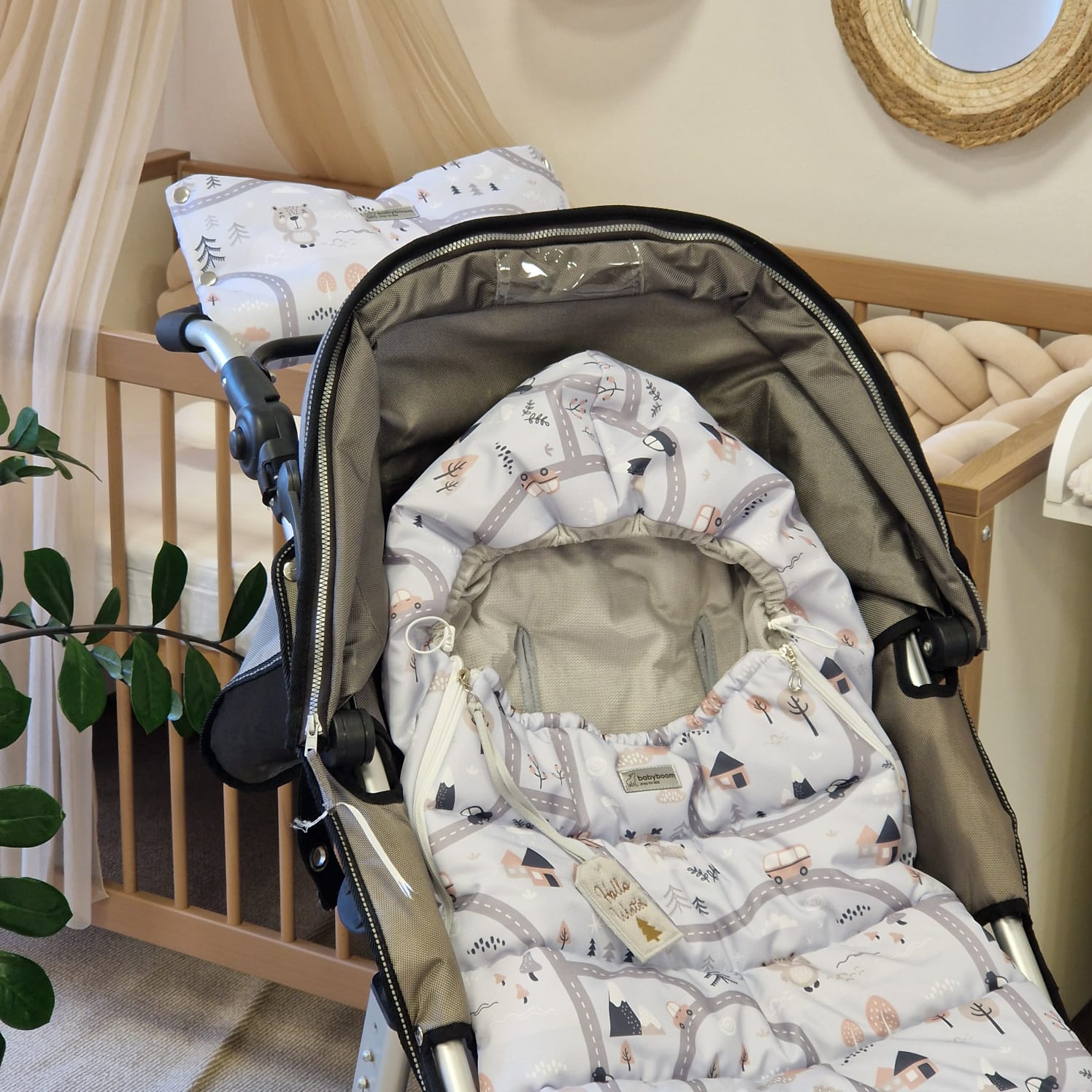 Winterfußsack inkl. Handmuff | Hellgrau & Skandinavia