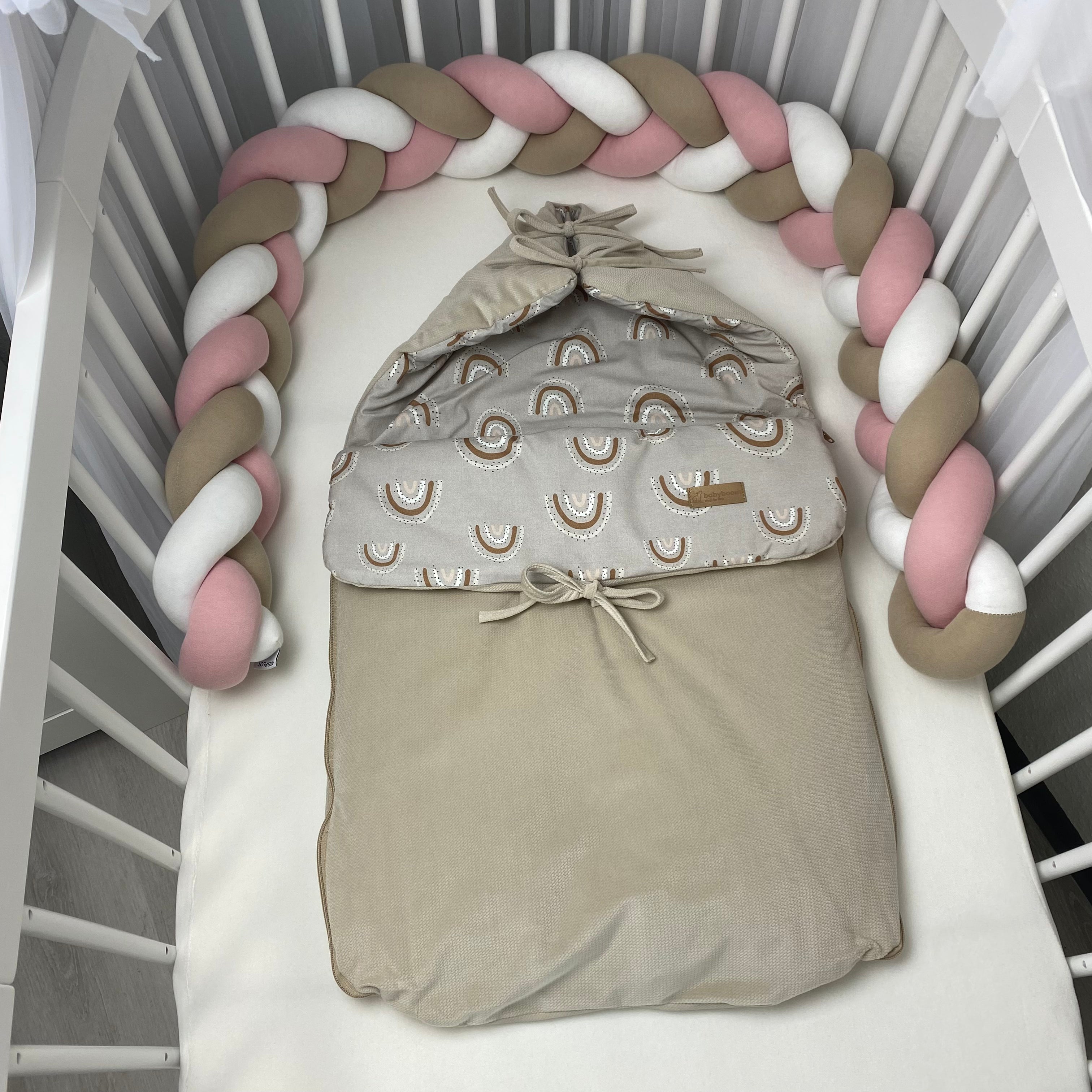 Premium Babyschlafsack | Beige Rainbow & Samt Beige | 85 cm | TOG 2.5