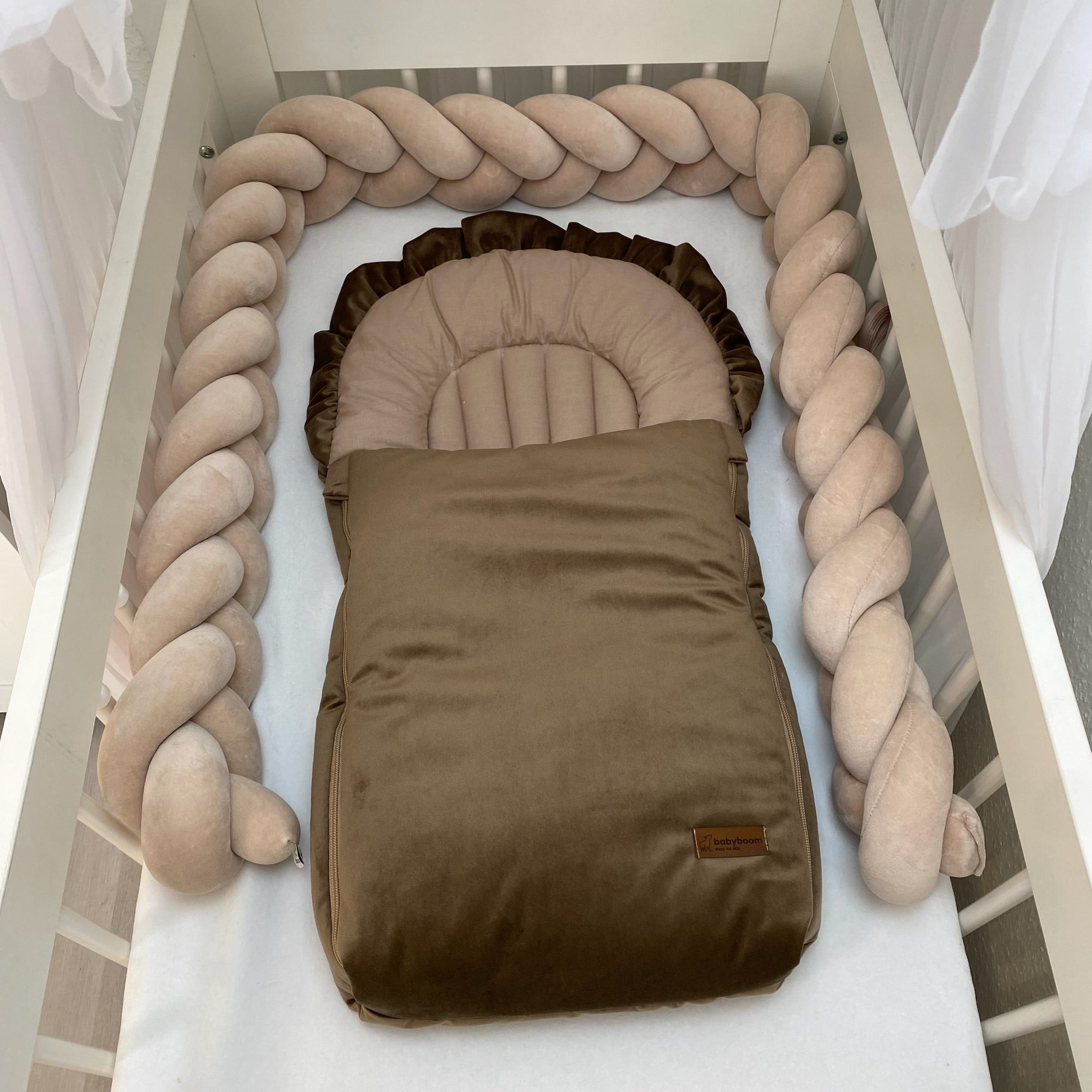 Flacher Babyschlafsack mit Wellenschnitt ROYAL | Baumwolle & Velours | Farbe Brown | 75 cm | TOG 2.5