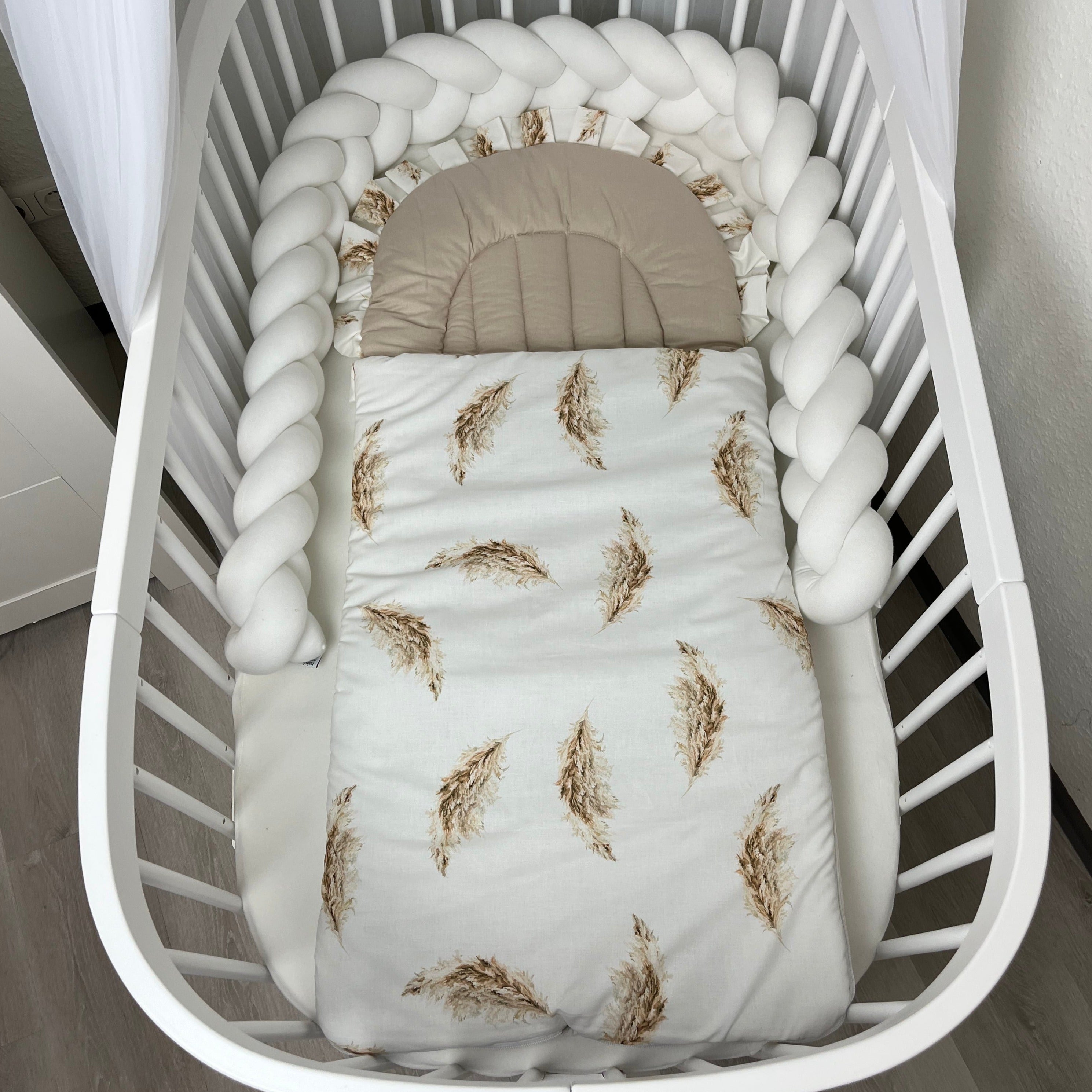 Flacher Babyschlafsack mit Wellenschnitt & Rüschen | Pampasgras Gr. M
