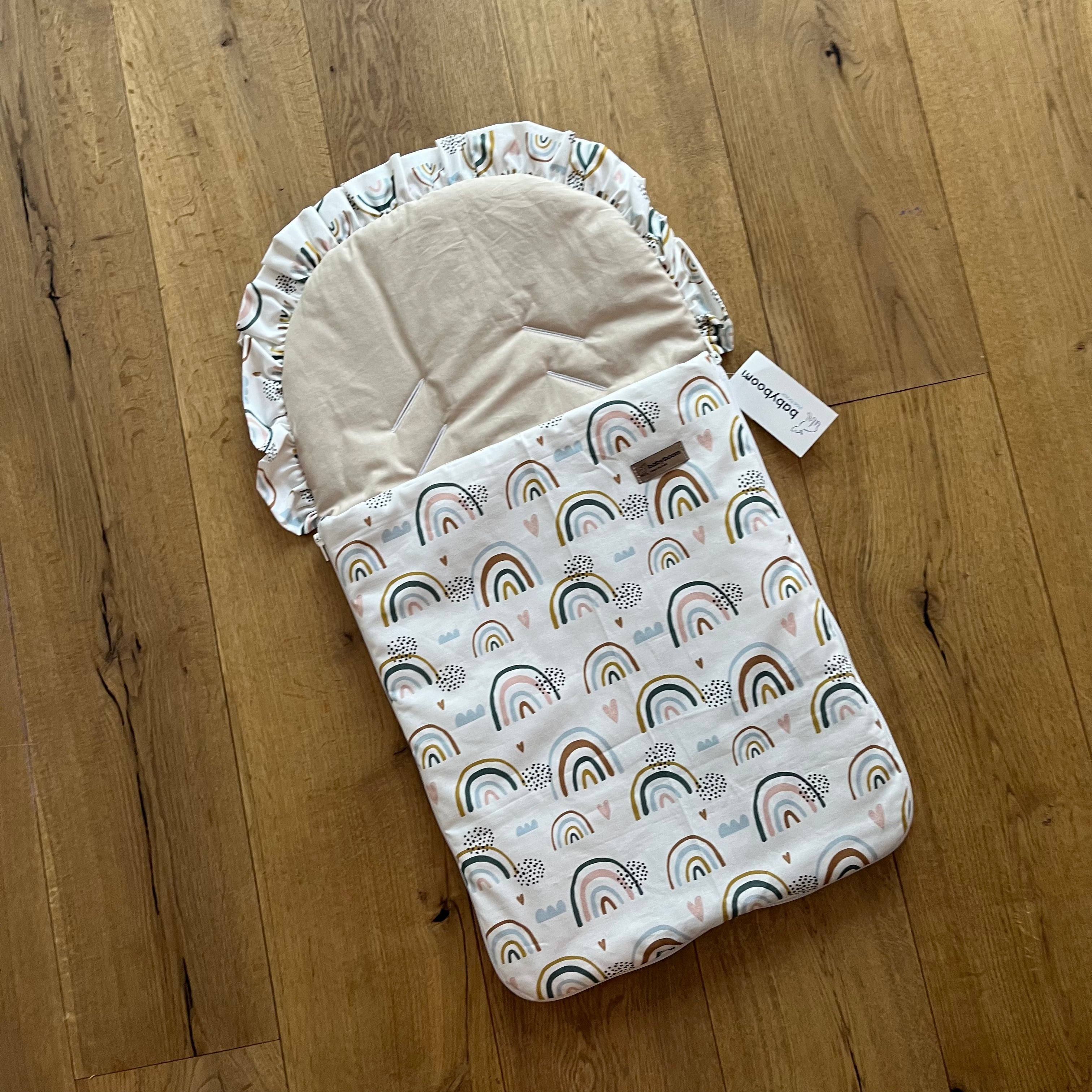 Einschlagdecke bzw. Babysack mit Rüschen für Babyschale | Premium Baumwolle