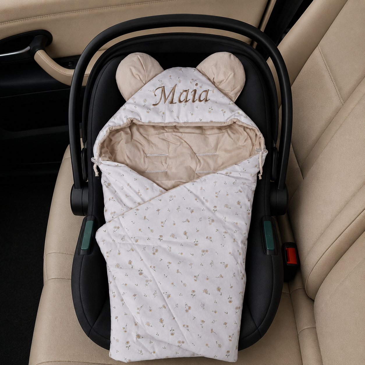 Einschlagdecke für Babyschale mit Klett | Premium Baumwolle