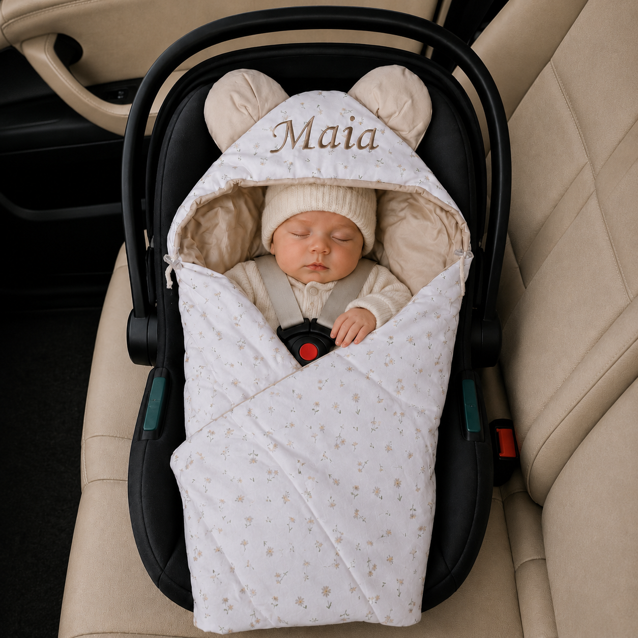 Einschlagdecke für Babyschale mit Klett | Premium Baumwolle