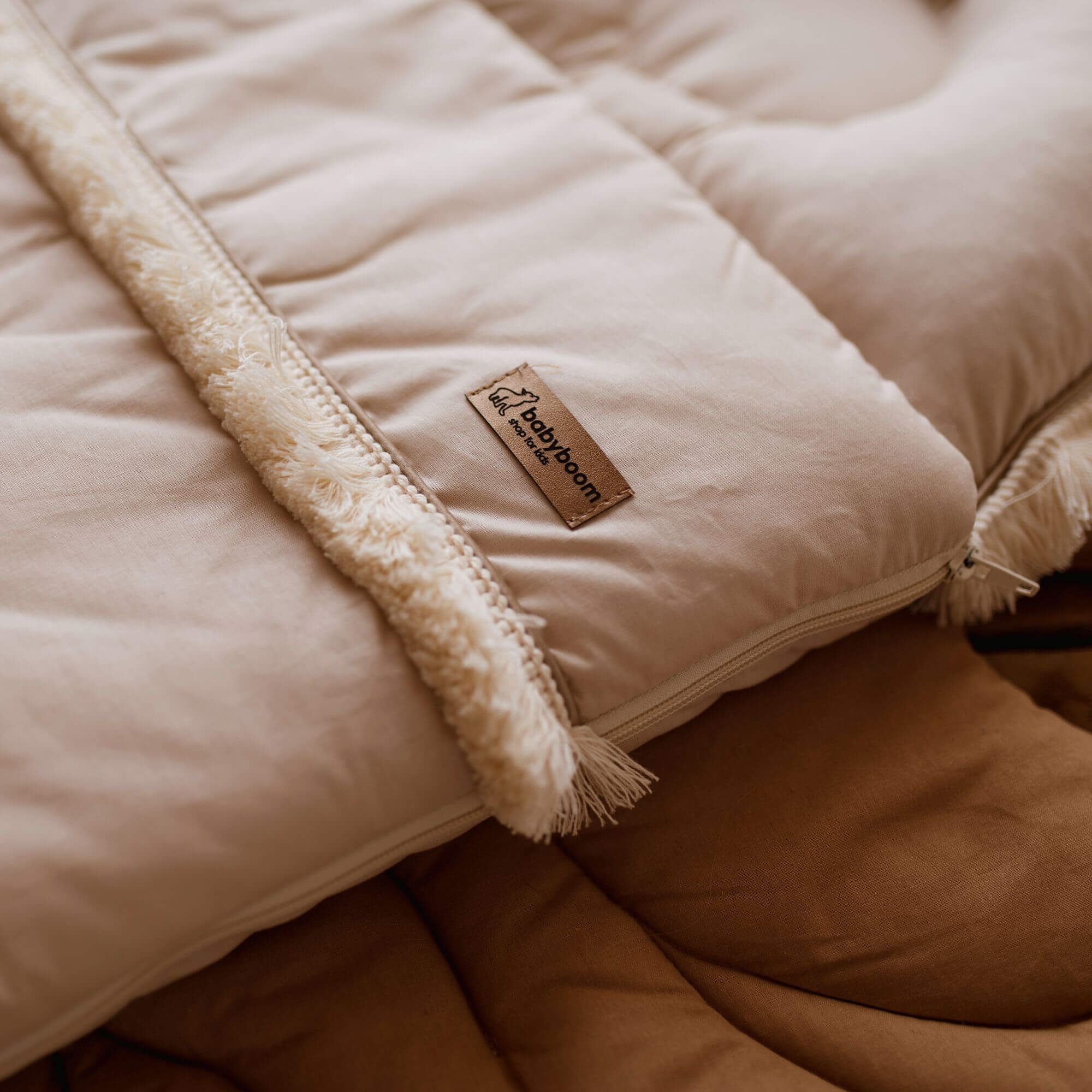 Premium Babyschlafsack ETNO mit Fransen | Farbe Natural | 35x60 cm (Frühchen) | TOG 2.5